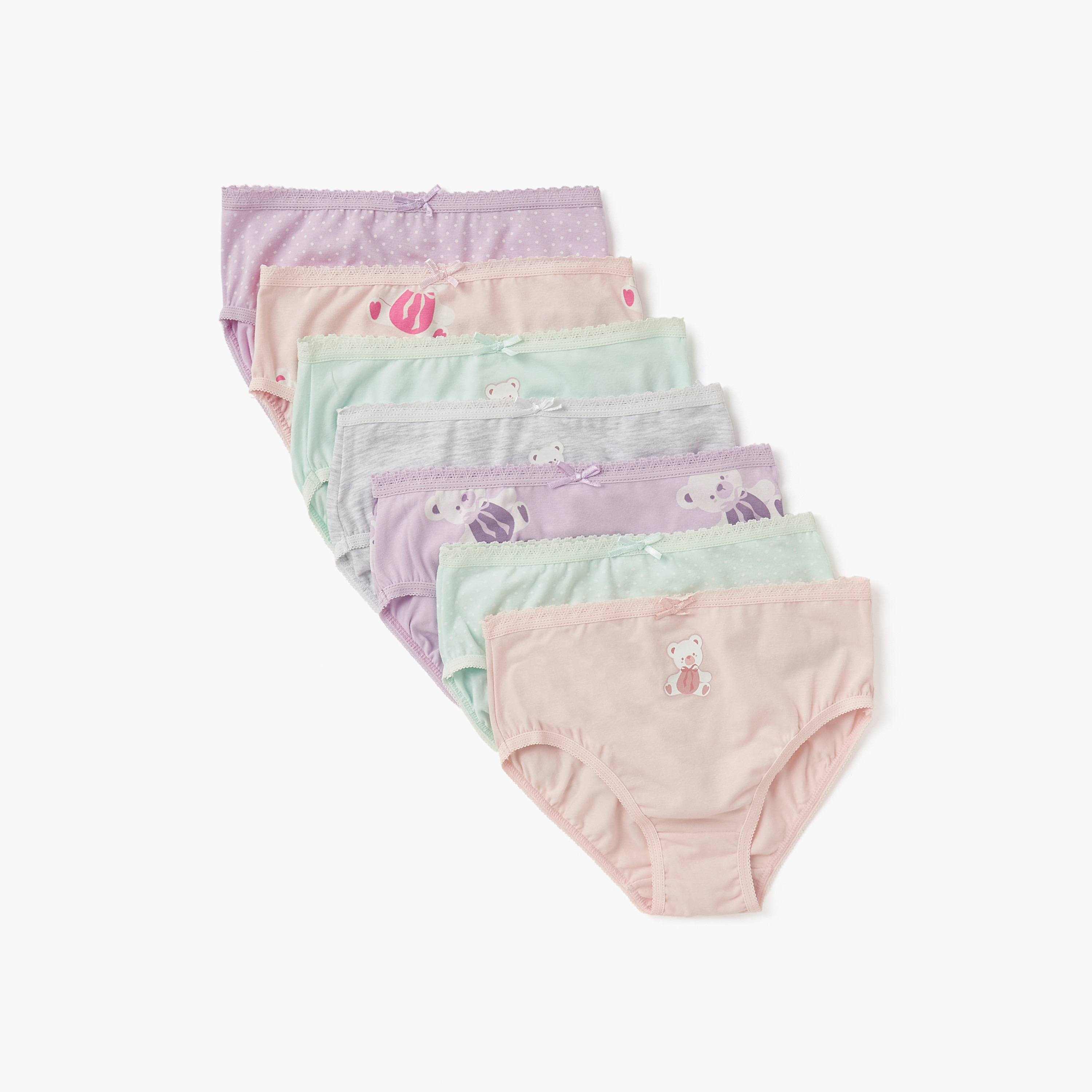Juniors Printed Briefs with Elasticated Waistband - Set of 7-girls-clothing-innerwear-panties-image-1