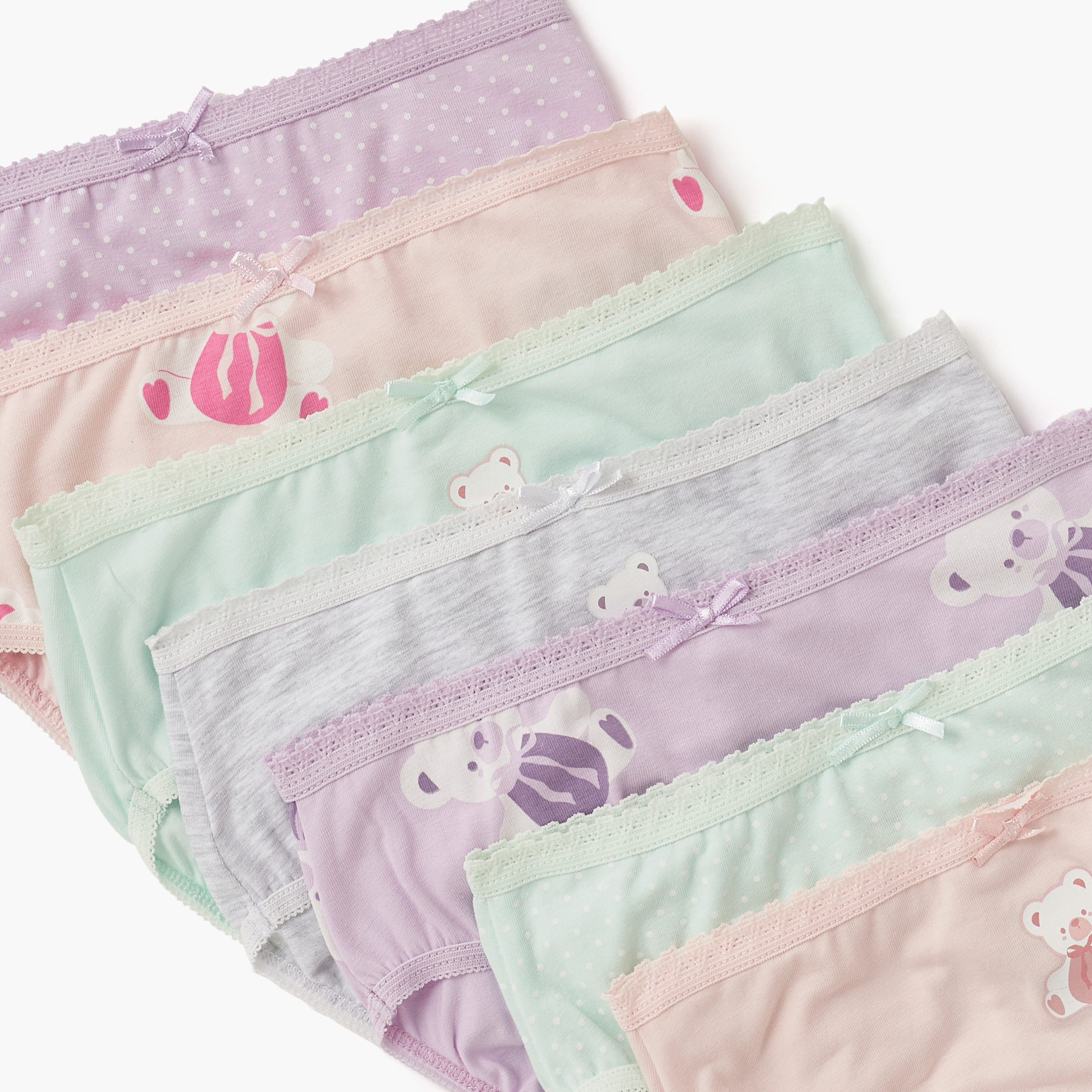 Juniors Printed Briefs with Elasticated Waistband - Set of 7-girls-clothing-innerwear-panties-image-3