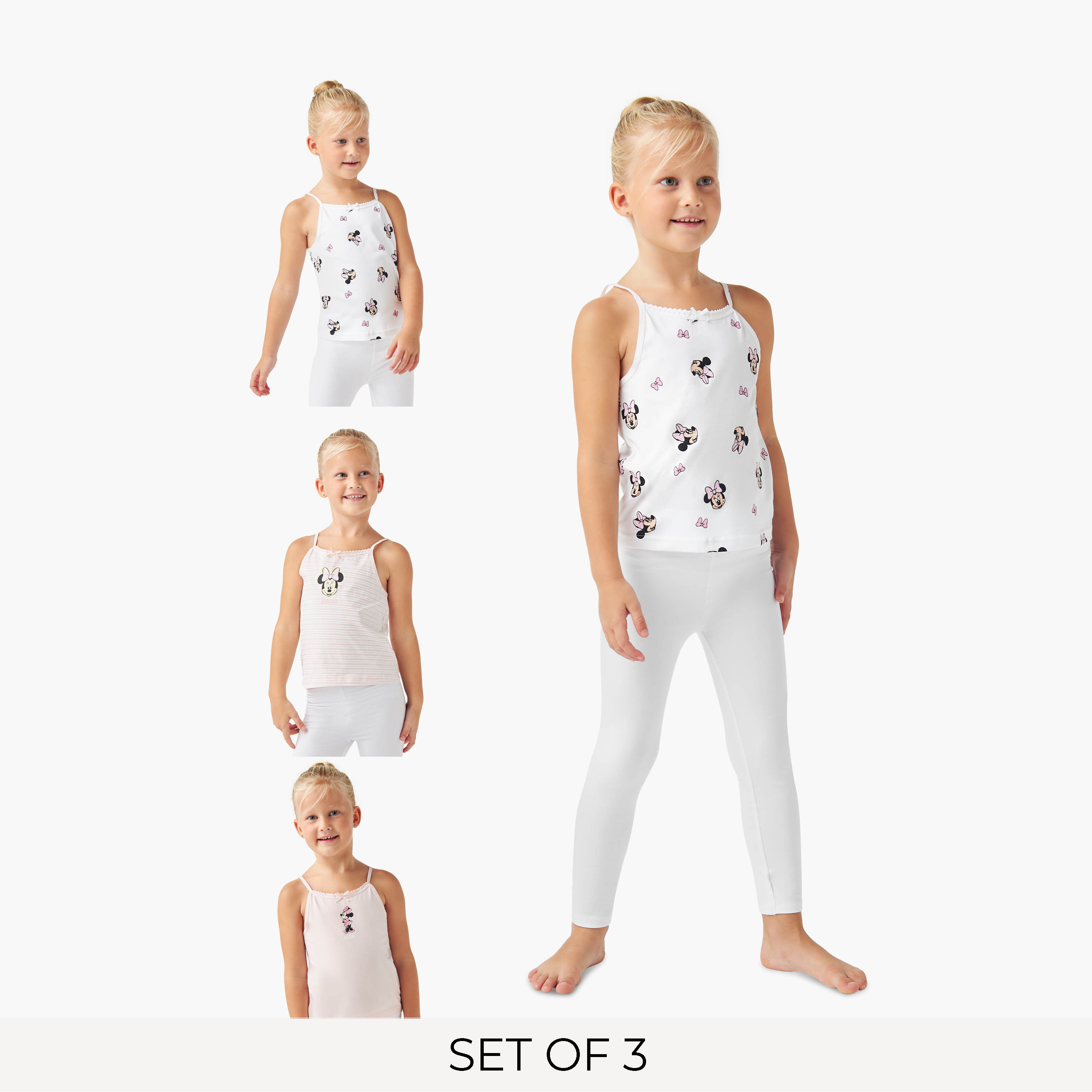 Disney Minnie Mouse Print Vest with Bow Accent - Set of 3-girls-clothing-innerwear-vests-image-1
