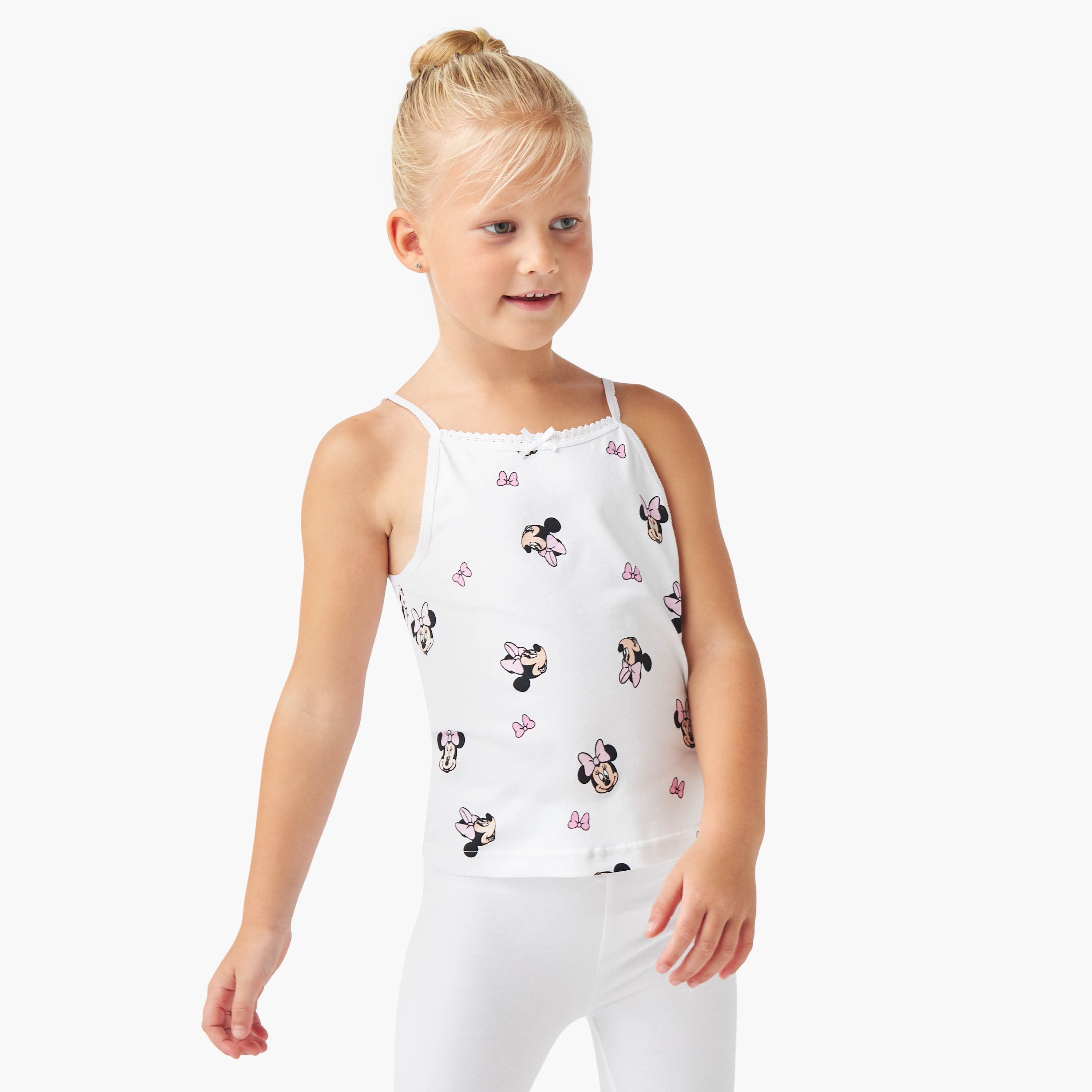 Disney Minnie Mouse Print Vest with Bow Accent - Set of 3-girls-clothing-innerwear-vests-image-2