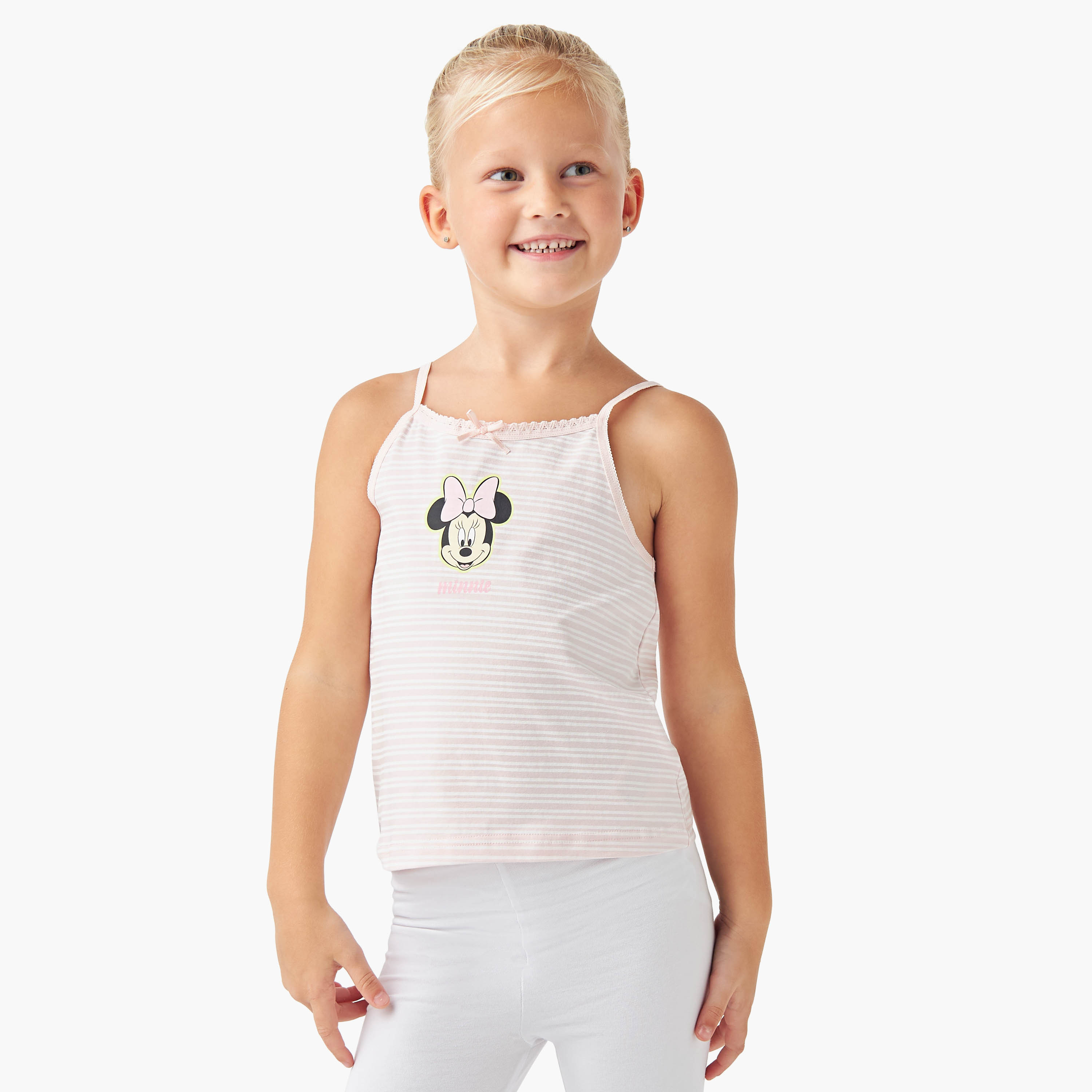 Disney Minnie Mouse Print Vest with Bow Accent - Set of 3-girls-clothing-innerwear-vests-image-3