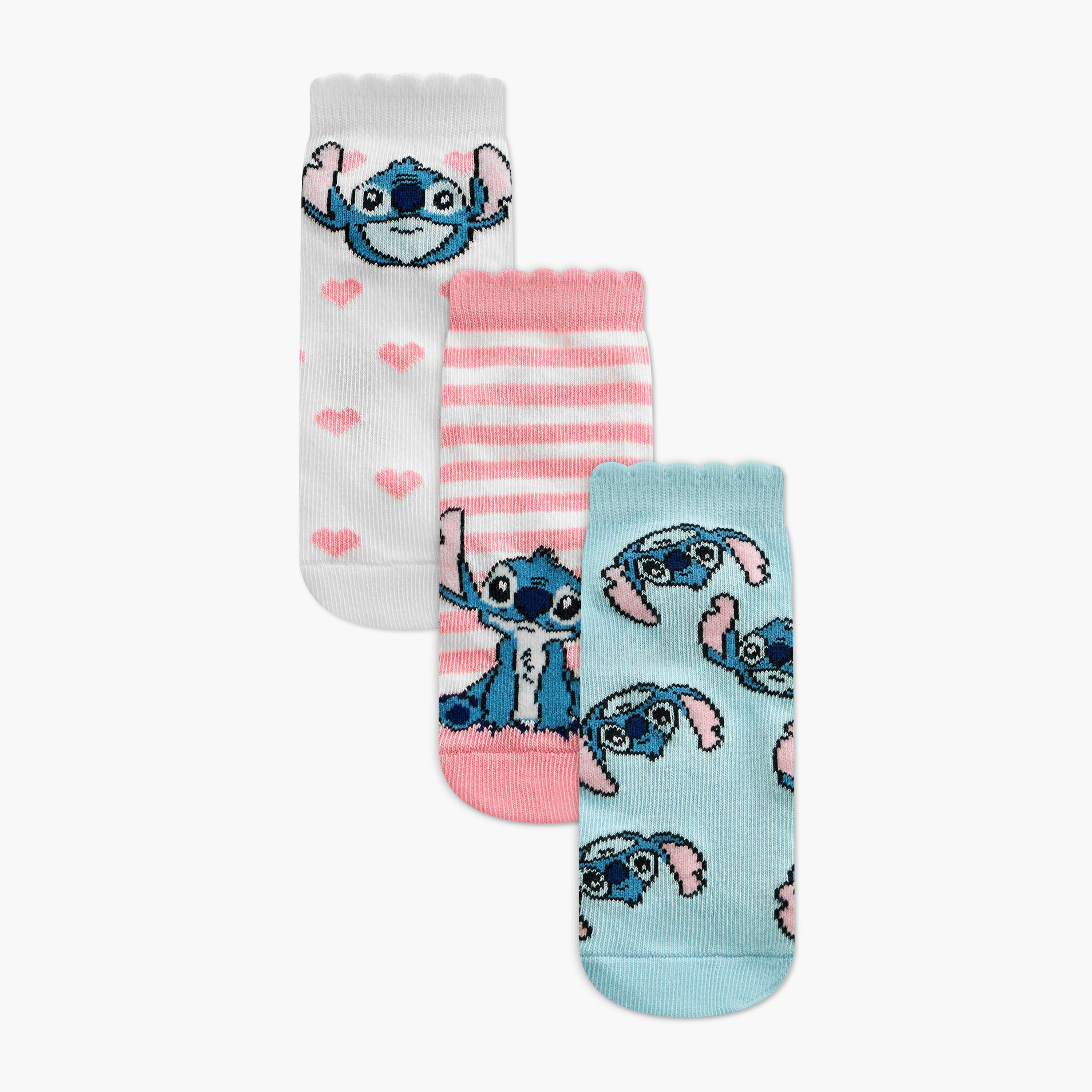 Disney Stitch Print Socks - Set of 3-baby-girls-accessories-socks-image-1