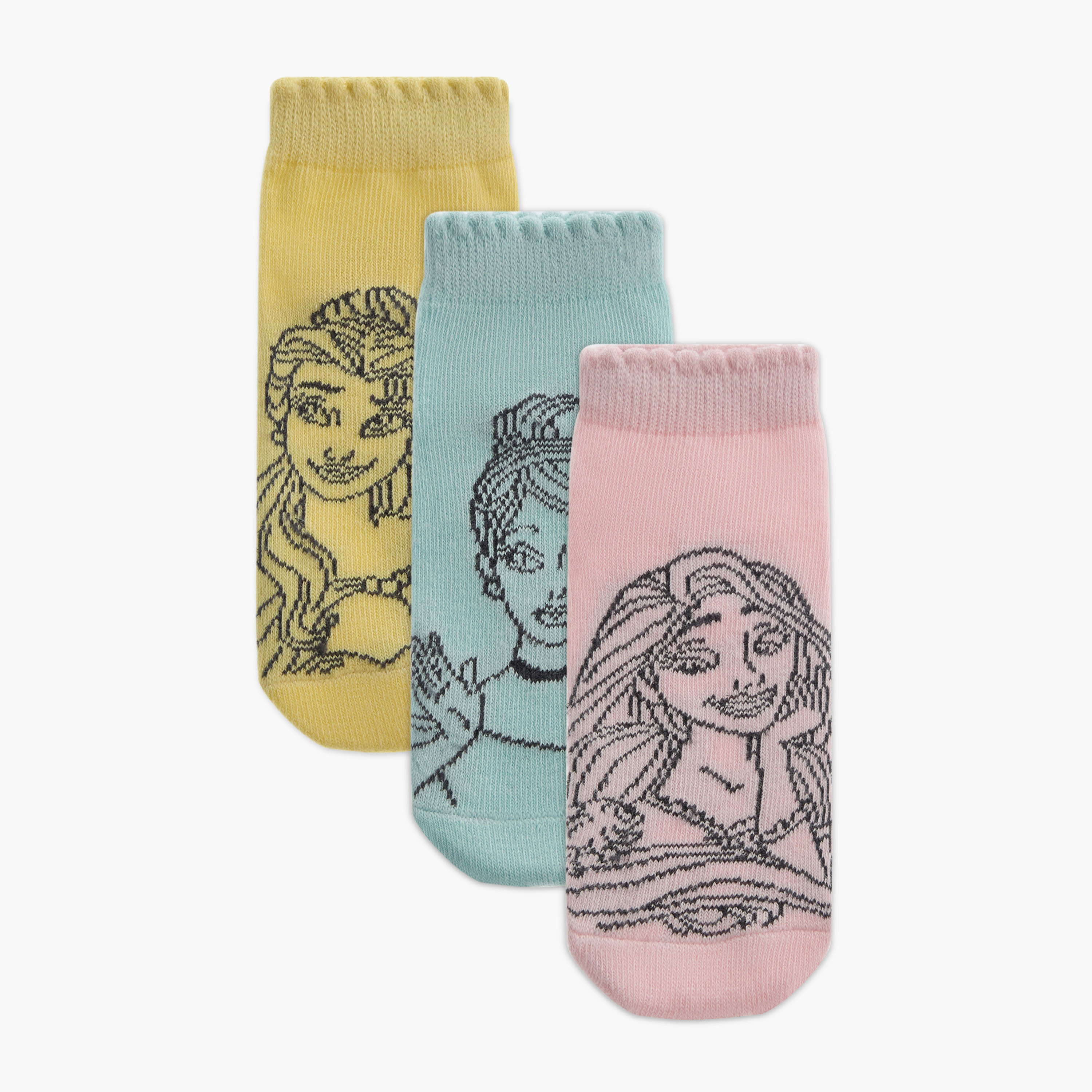 Disney Printed Ankle Length Socks - Set of 3-baby-girls-accessories-socks-image-1