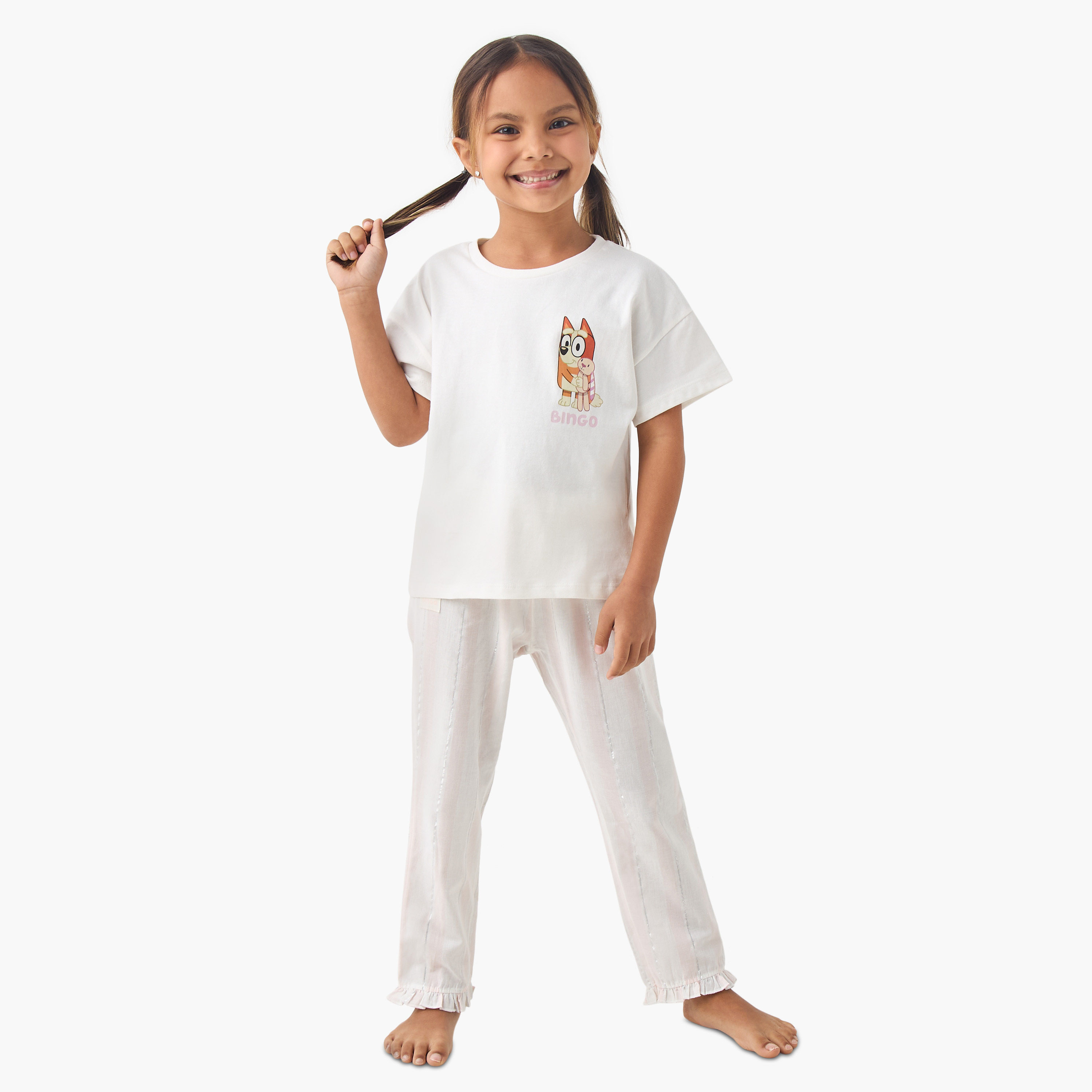 Bluey Printed T-shirt and Pyjama Set-girls-clothing-nightwear-image-1