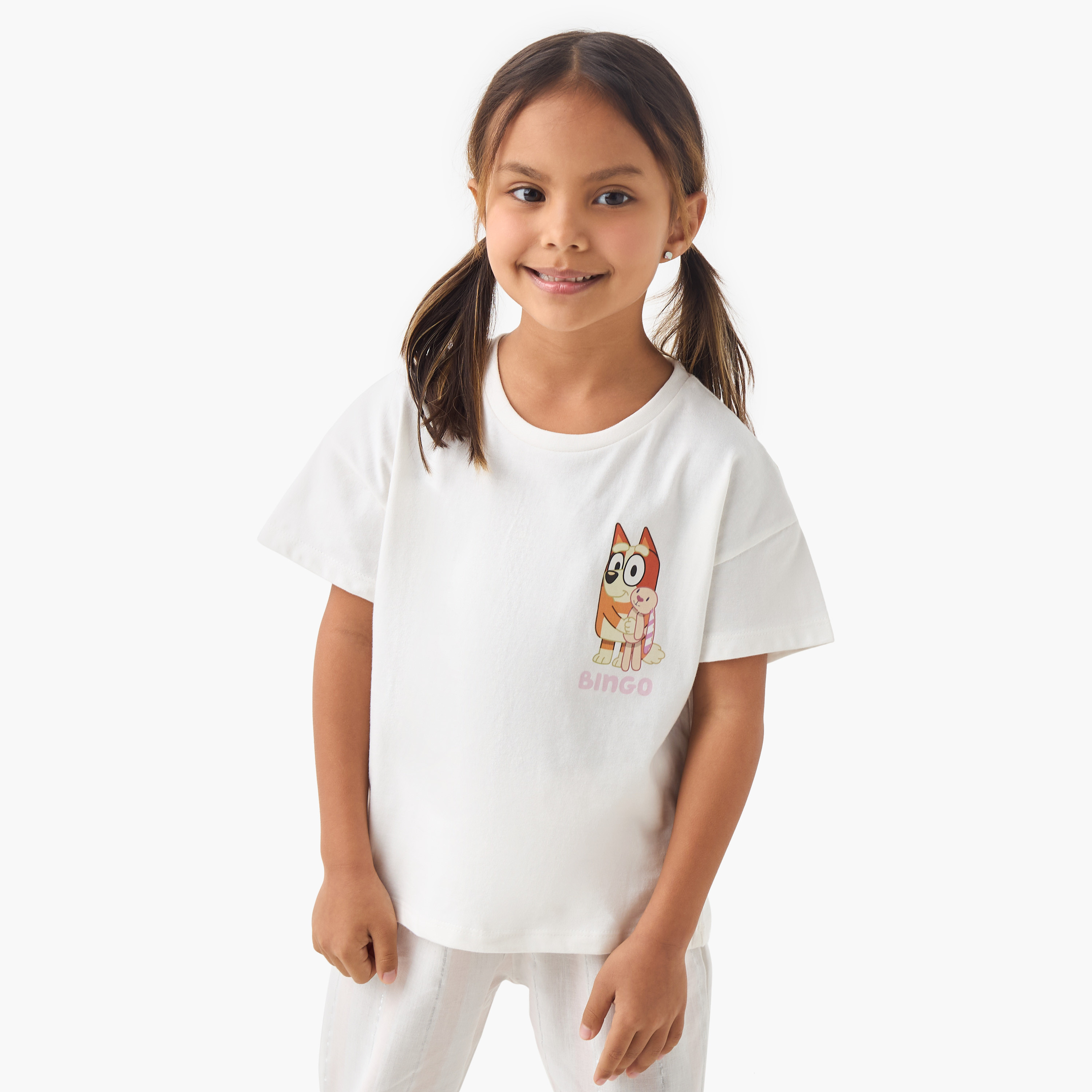 Bluey Printed T-shirt and Pyjama Set-girls-clothing-nightwear-image-2