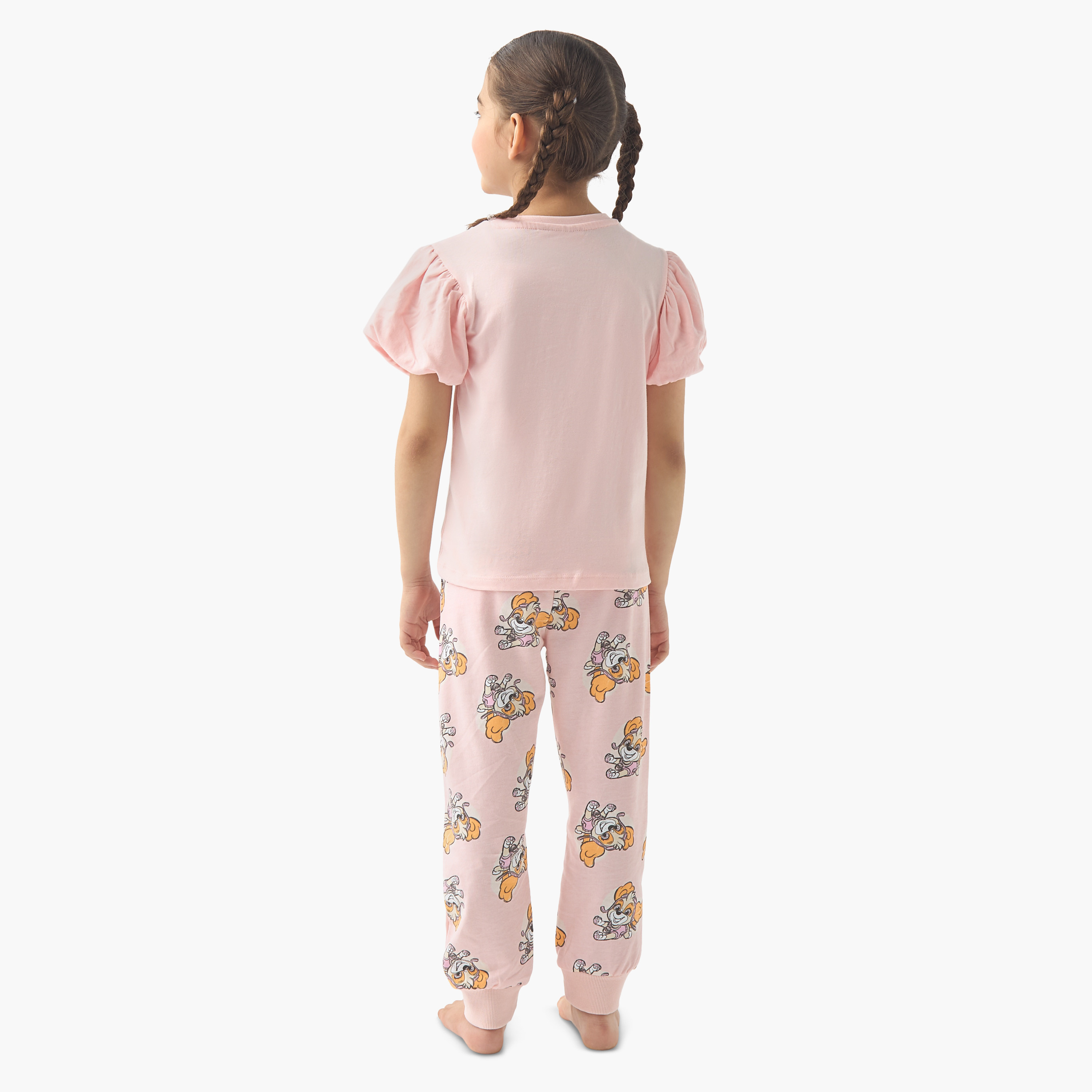 Skye Print Balloon Sleeve T-shirt and Pyjama Set-girls-clothing-nightwear-image-4