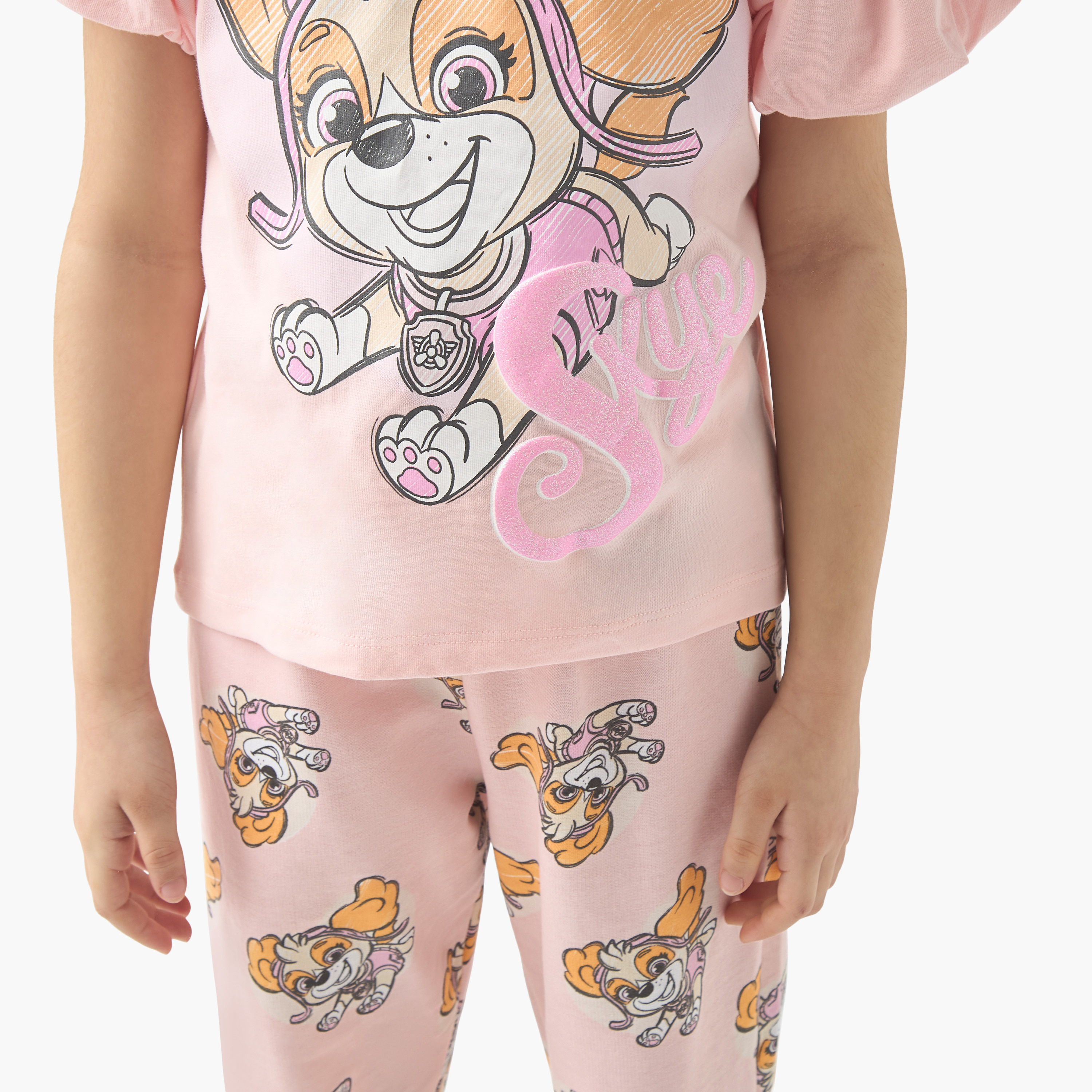 Skye Print Balloon Sleeve T-shirt and Pyjama Set-girls-clothing-nightwear-image-5