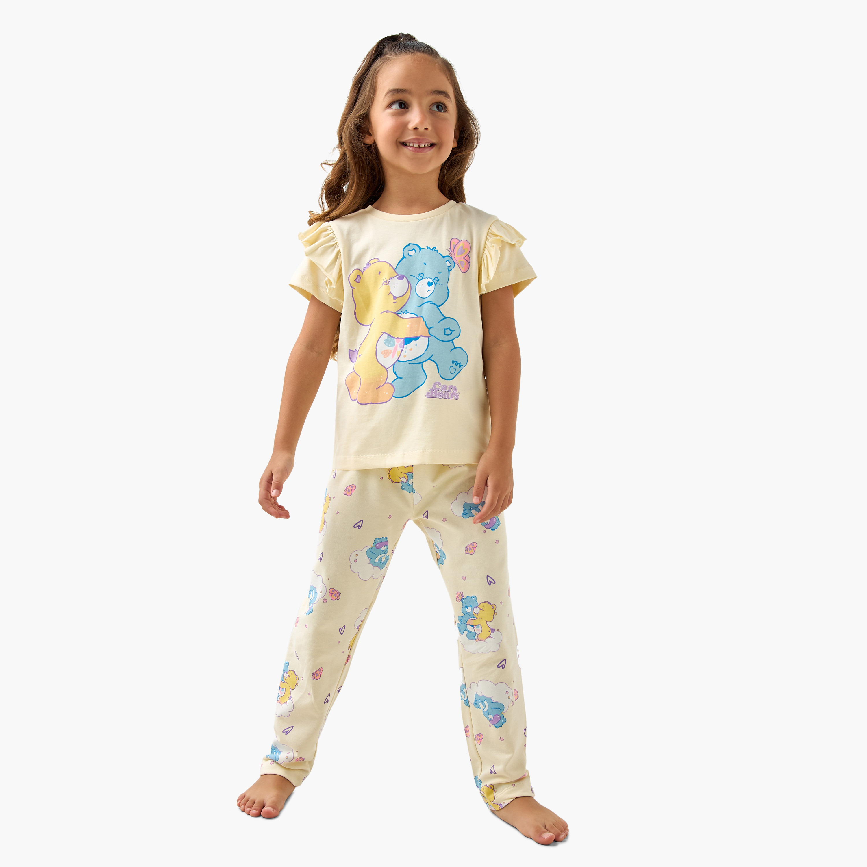 Cloud Co Care Bear Print T-shirt and Pyjama Set-baby-girls-clothing-nightwear-pyjamasets-image-1