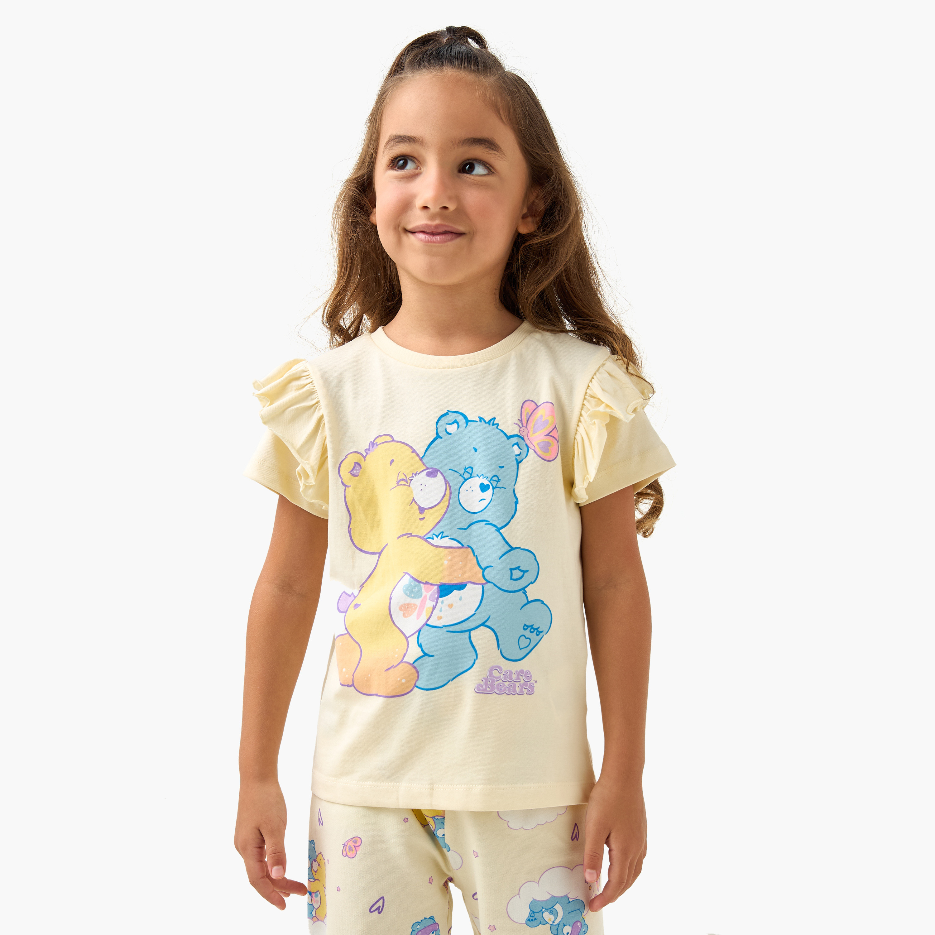 Cloud Co Care Bear Print T-shirt and Pyjama Set-baby-girls-clothing-nightwear-pyjamasets-image-2