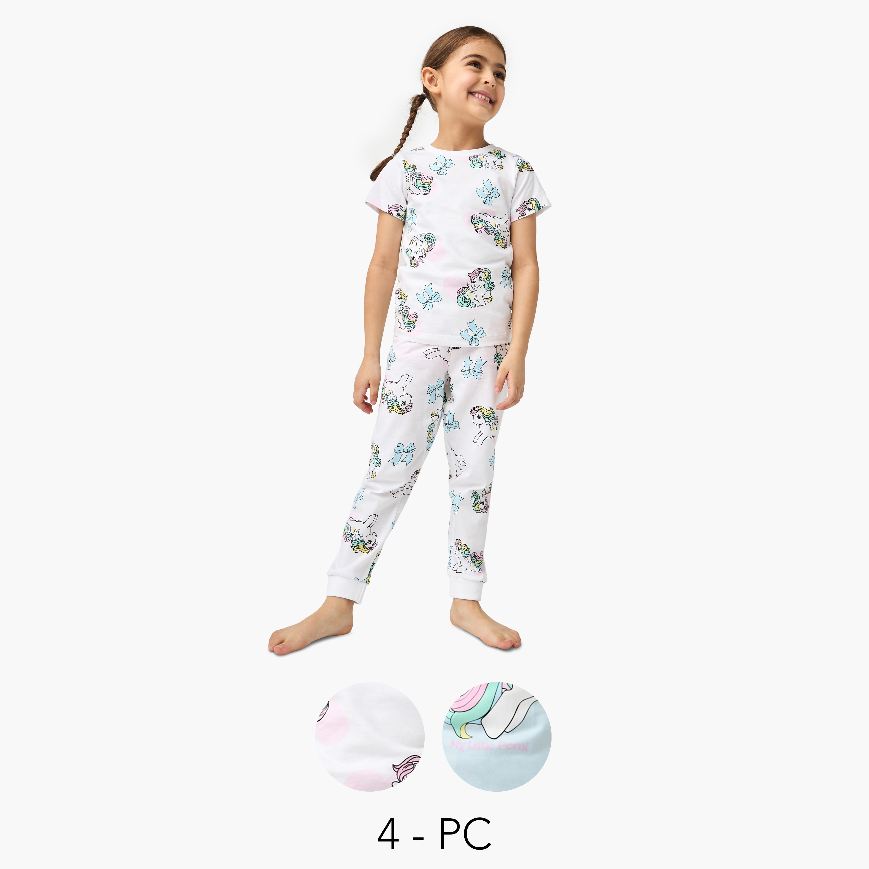 Hasbro Unicorn Print T-shirt with Pyjama - Set of 2-baby-girls-clothing-nightwear-pyjamasets-image-1