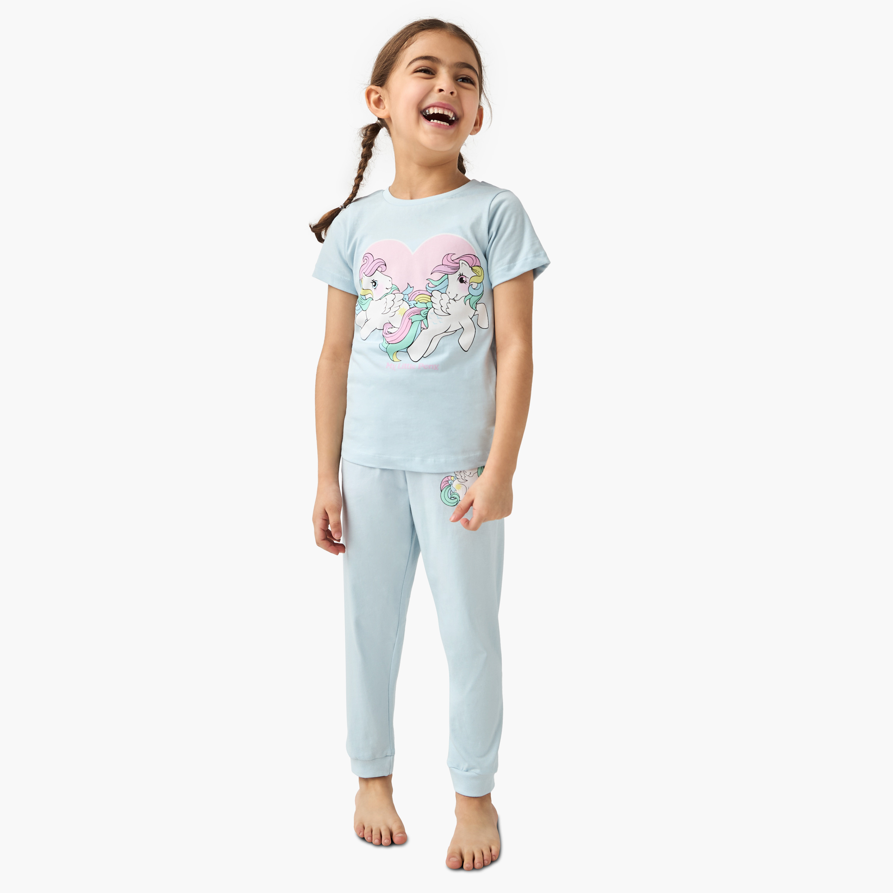 Hasbro Unicorn Print T-shirt with Pyjama - Set of 2-baby-girls-clothing-nightwear-pyjamasets-image-2