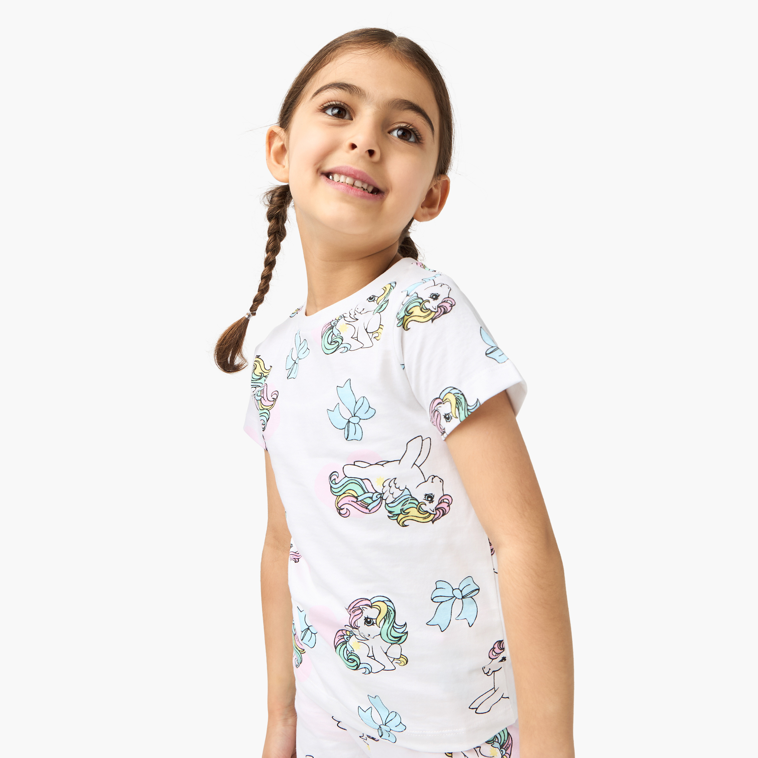 Hasbro Unicorn Print T-shirt with Pyjama - Set of 2-baby-girls-clothing-nightwear-pyjamasets-image-3