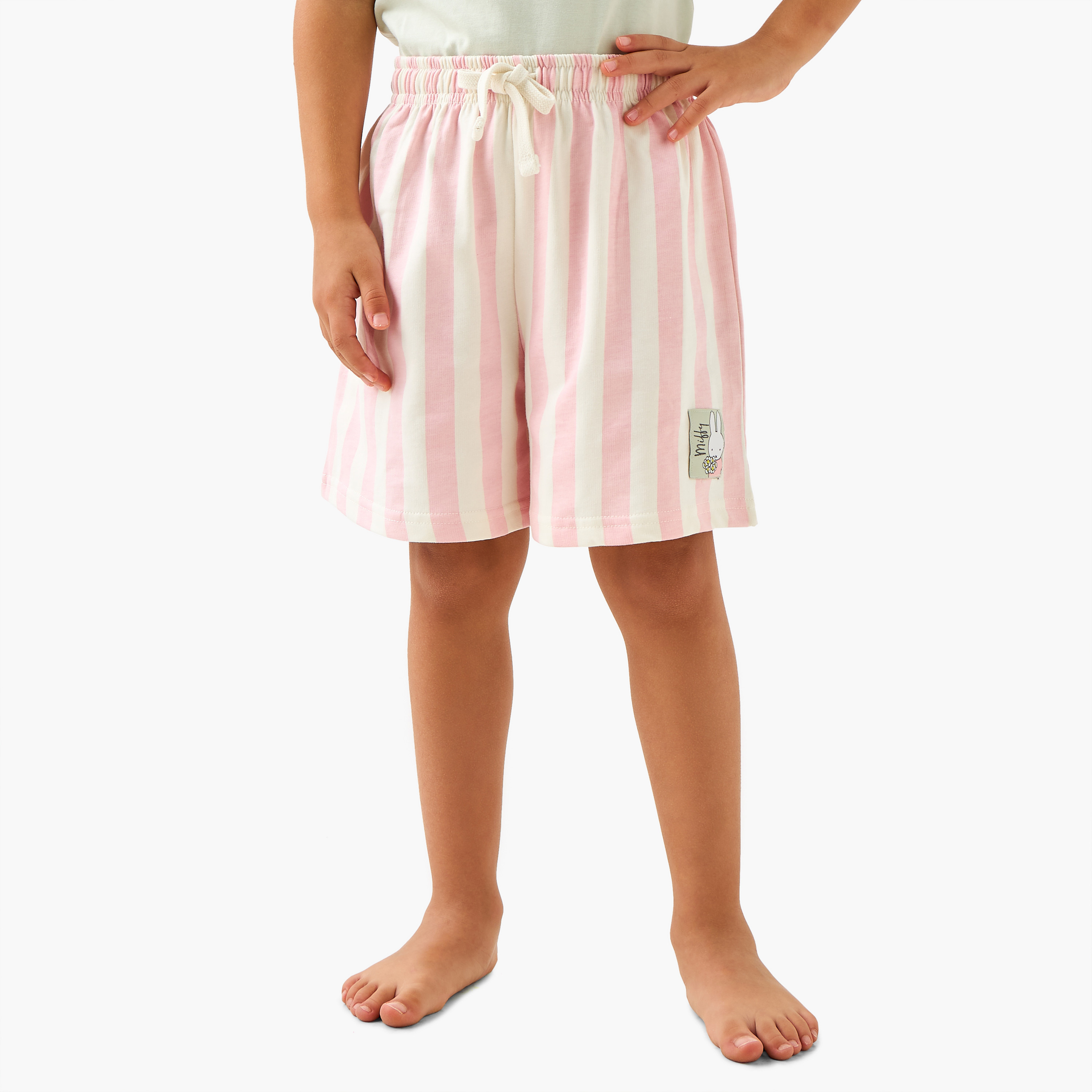 Miffy Print T-shirt and Striped Shorts Set-girls-clothing-nightwear-image-3