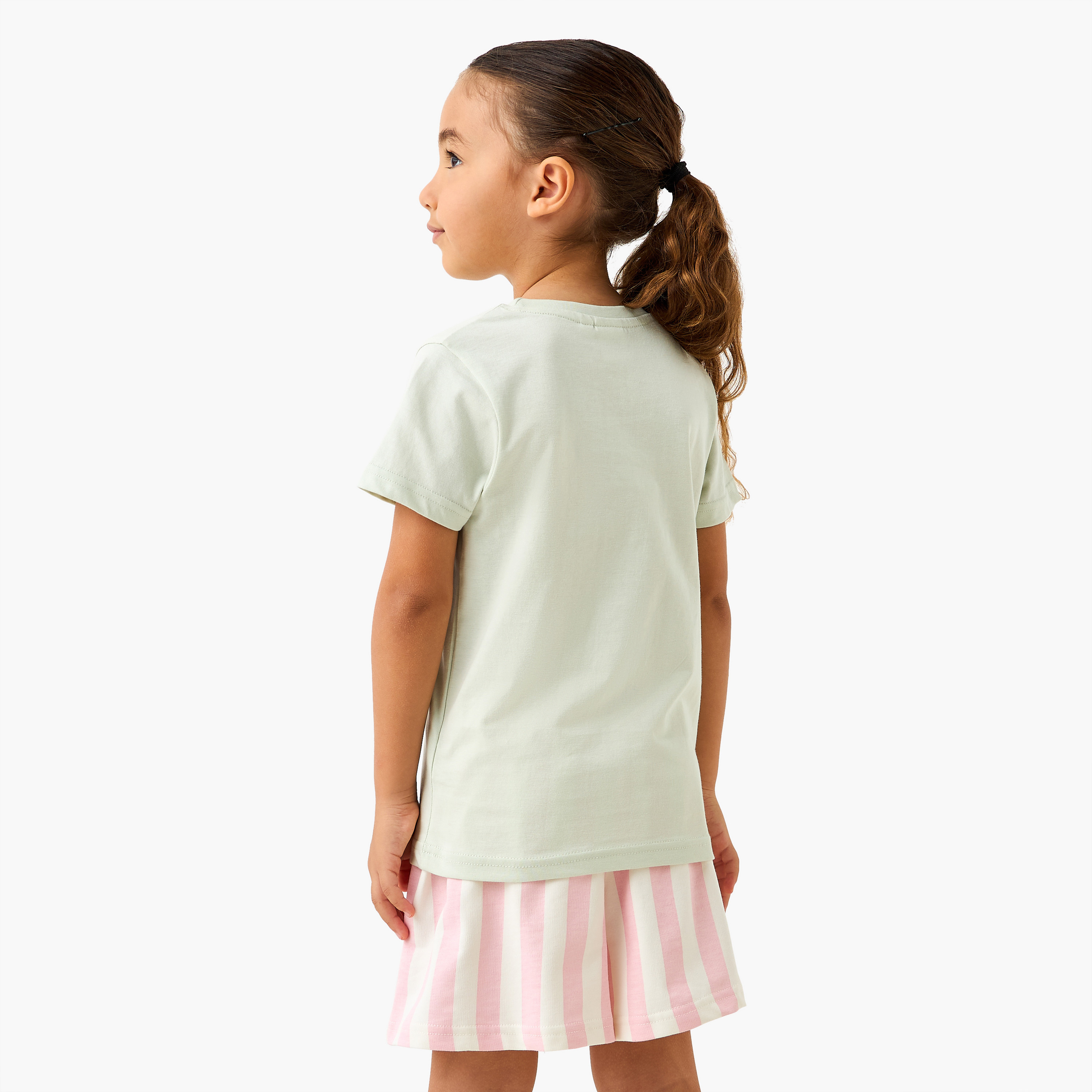 Miffy Print T-shirt and Striped Shorts Set-girls-clothing-nightwear-image-4
