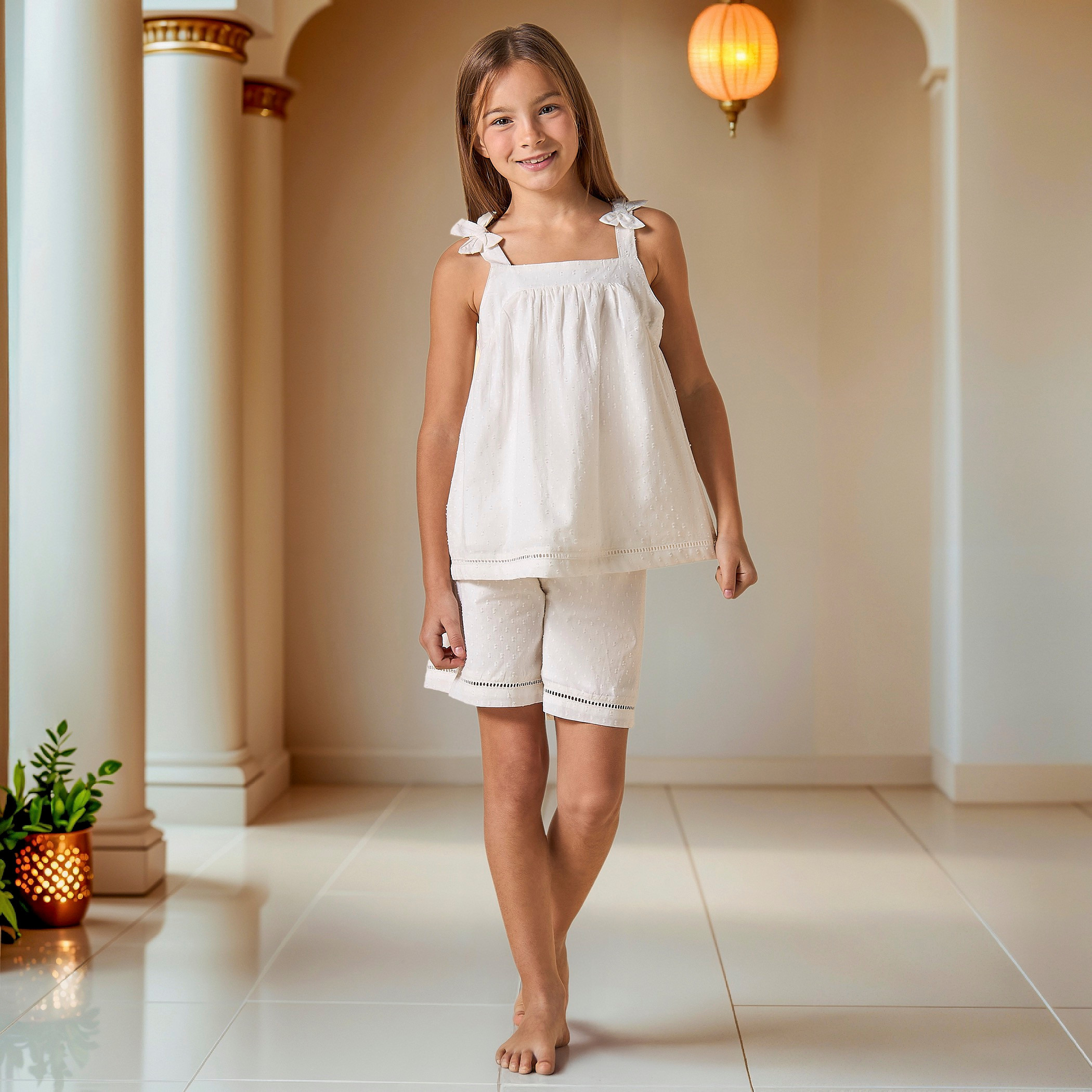 Juniors Embroidered Sleeveless Top and Shorts Set-girls-clothing-nightwear-image-7