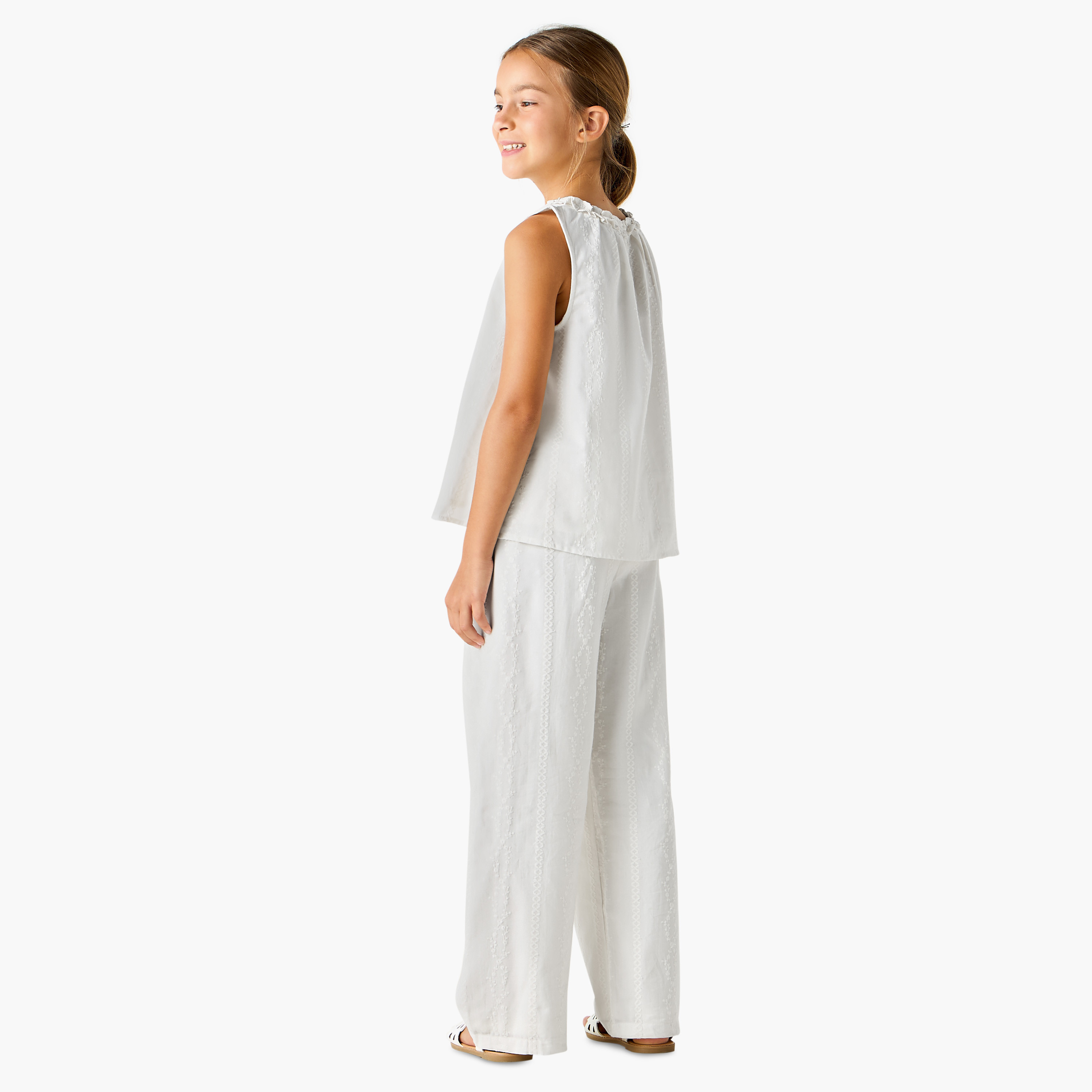 Juniors Textured Sleeveless Top and Pyjama Set-girls-clothing-nightwear-image-4