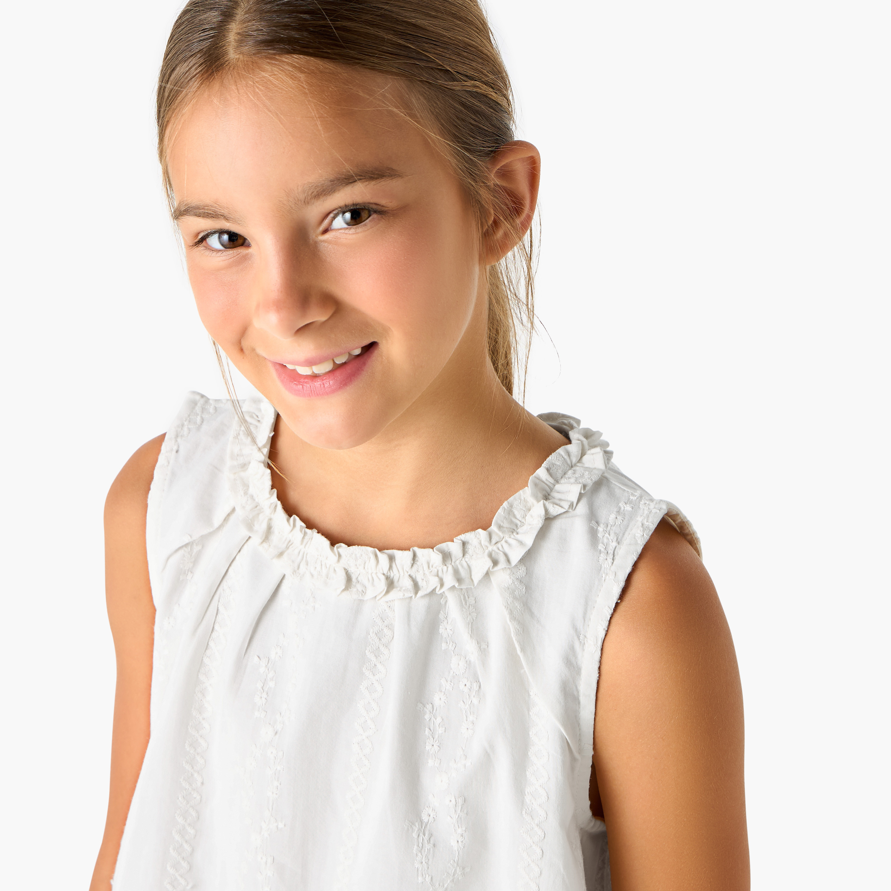 Juniors Textured Sleeveless Top and Pyjama Set-girls-clothing-nightwear-image-5