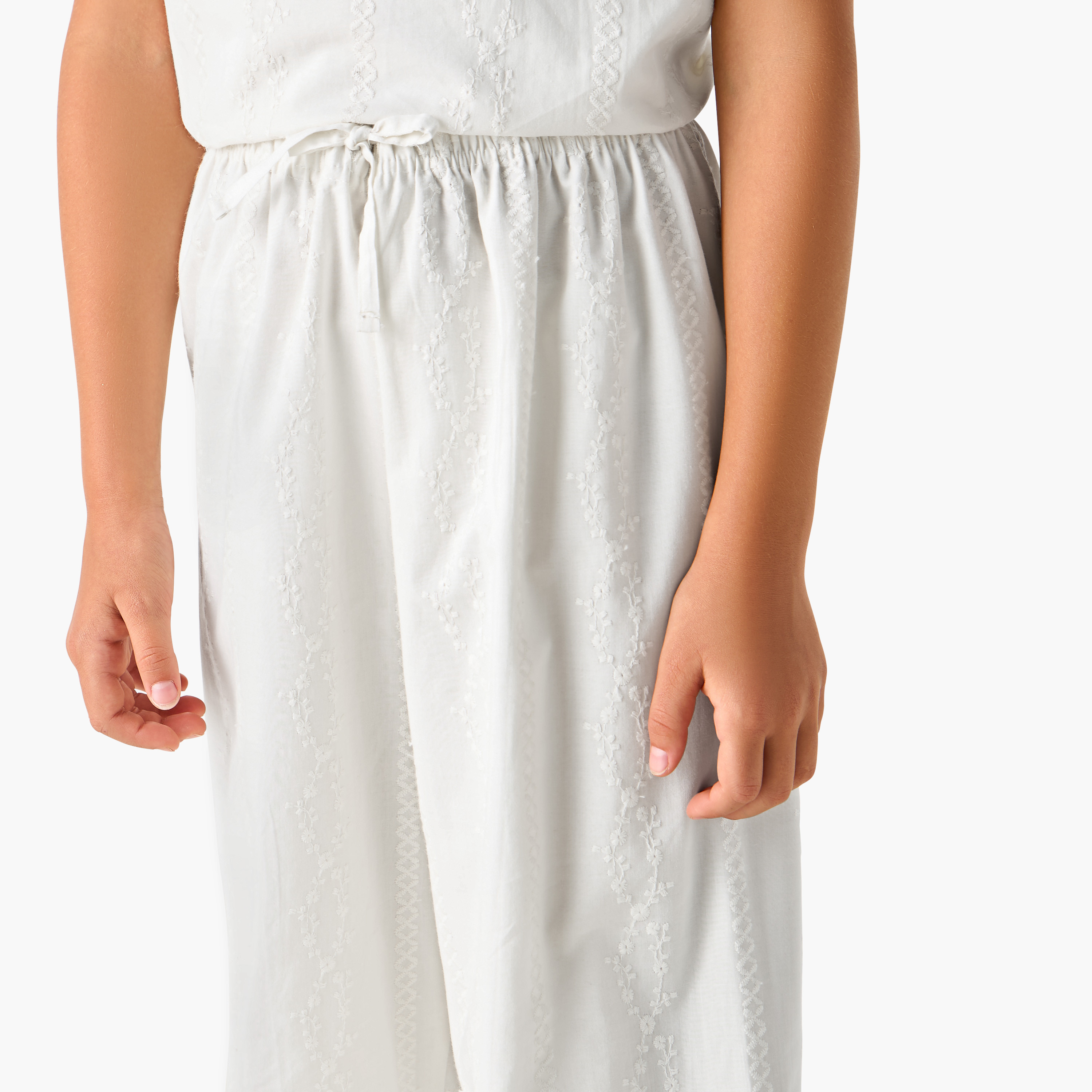 Juniors Textured Sleeveless Top and Pyjama Set-girls-clothing-nightwear-image-6