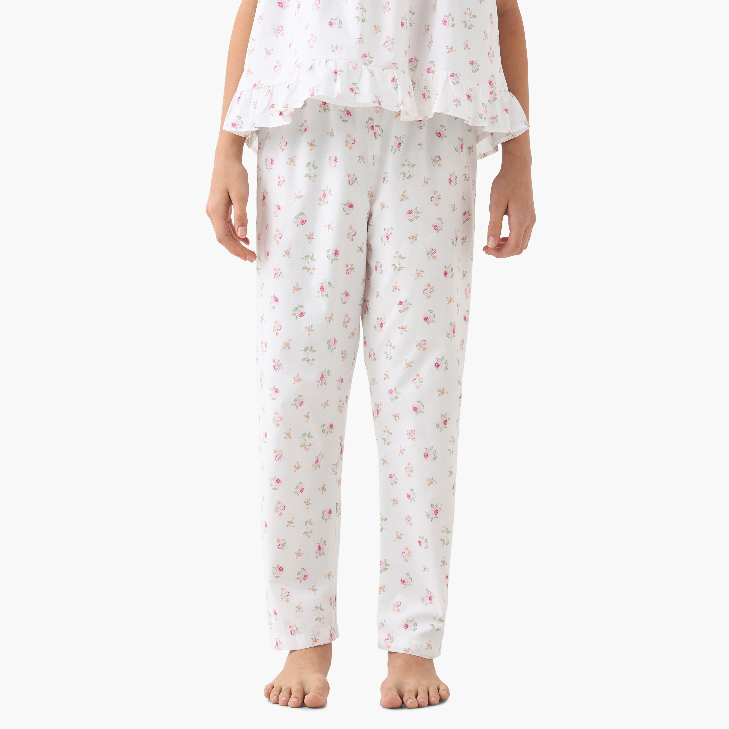 Juniors All-Over Floral Print Top and Pyjama Set-girls-clothing-nightwear-image-3