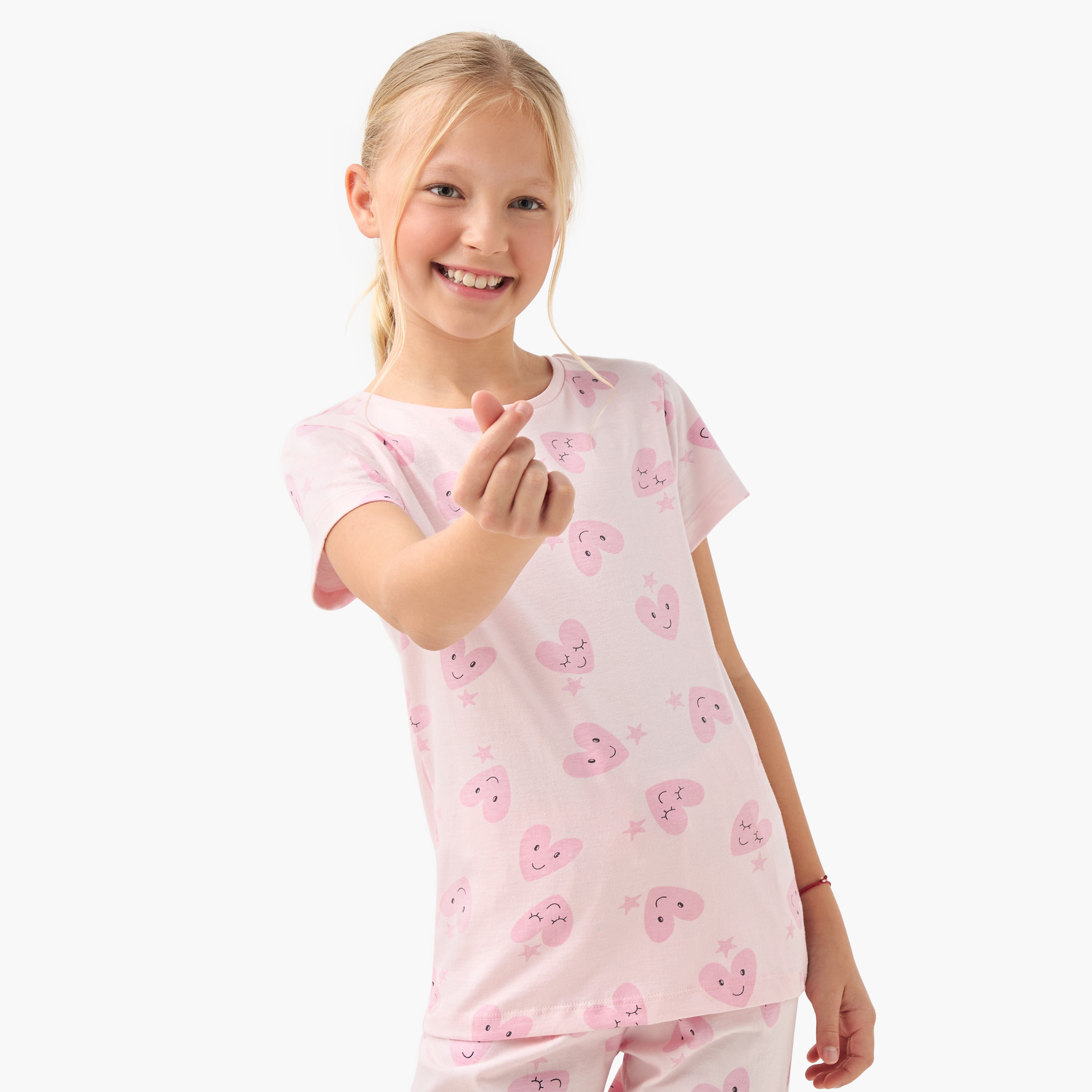 Juniors 4-Piece Print T-shirt and Pyjama Set-girls-clothing-multipacks-image-3