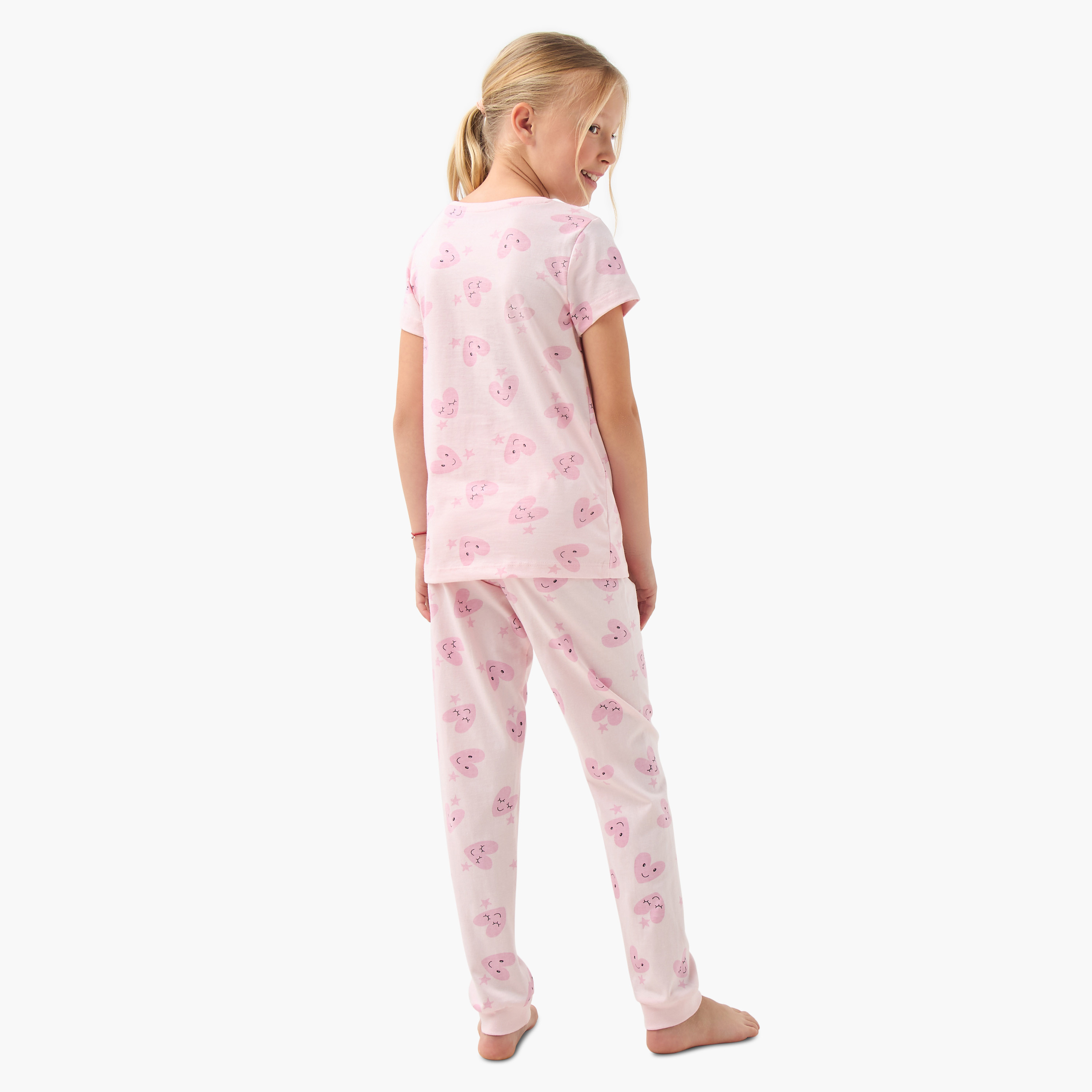 Juniors 4-Piece Print T-shirt and Pyjama Set-girls-clothing-multipacks-image-5