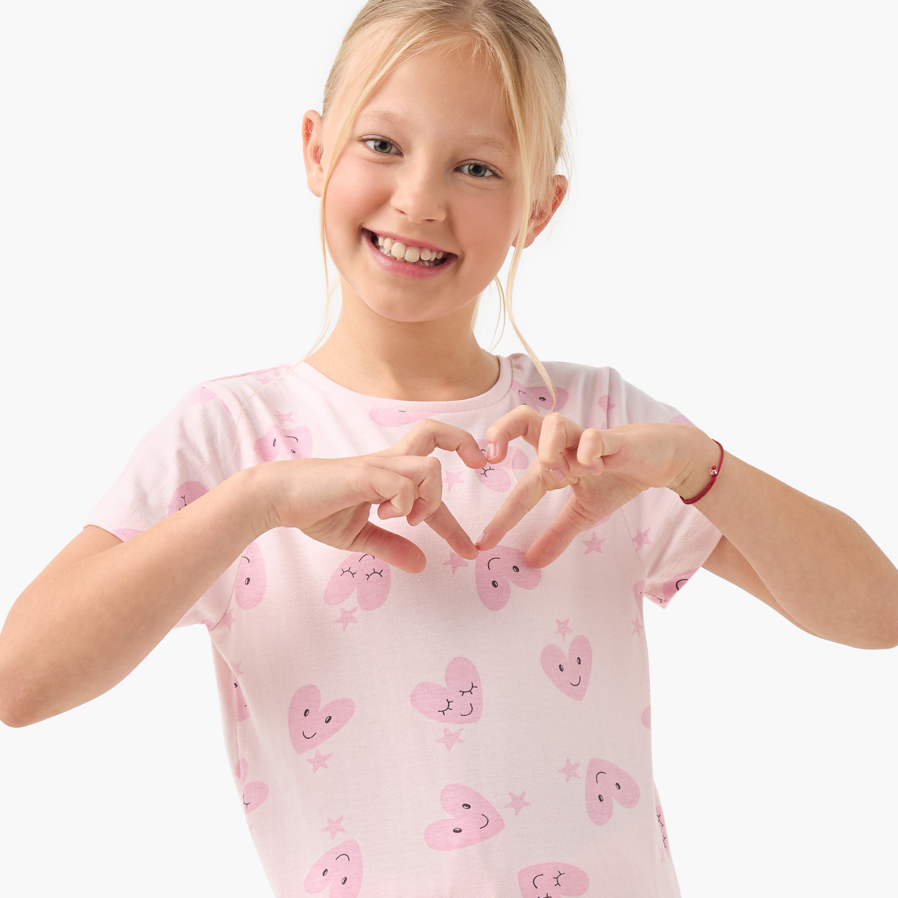Juniors 4-Piece Print T-shirt and Pyjama Set-girls-clothing-multipacks-image-6