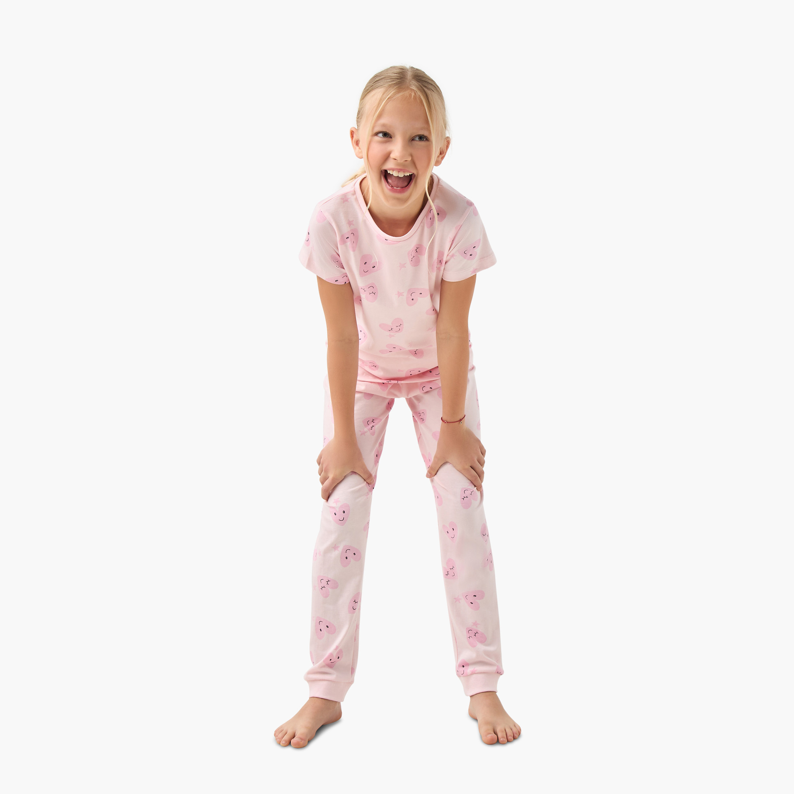 Juniors 4-Piece Print T-shirt and Pyjama Set-girls-clothing-multipacks-image-8