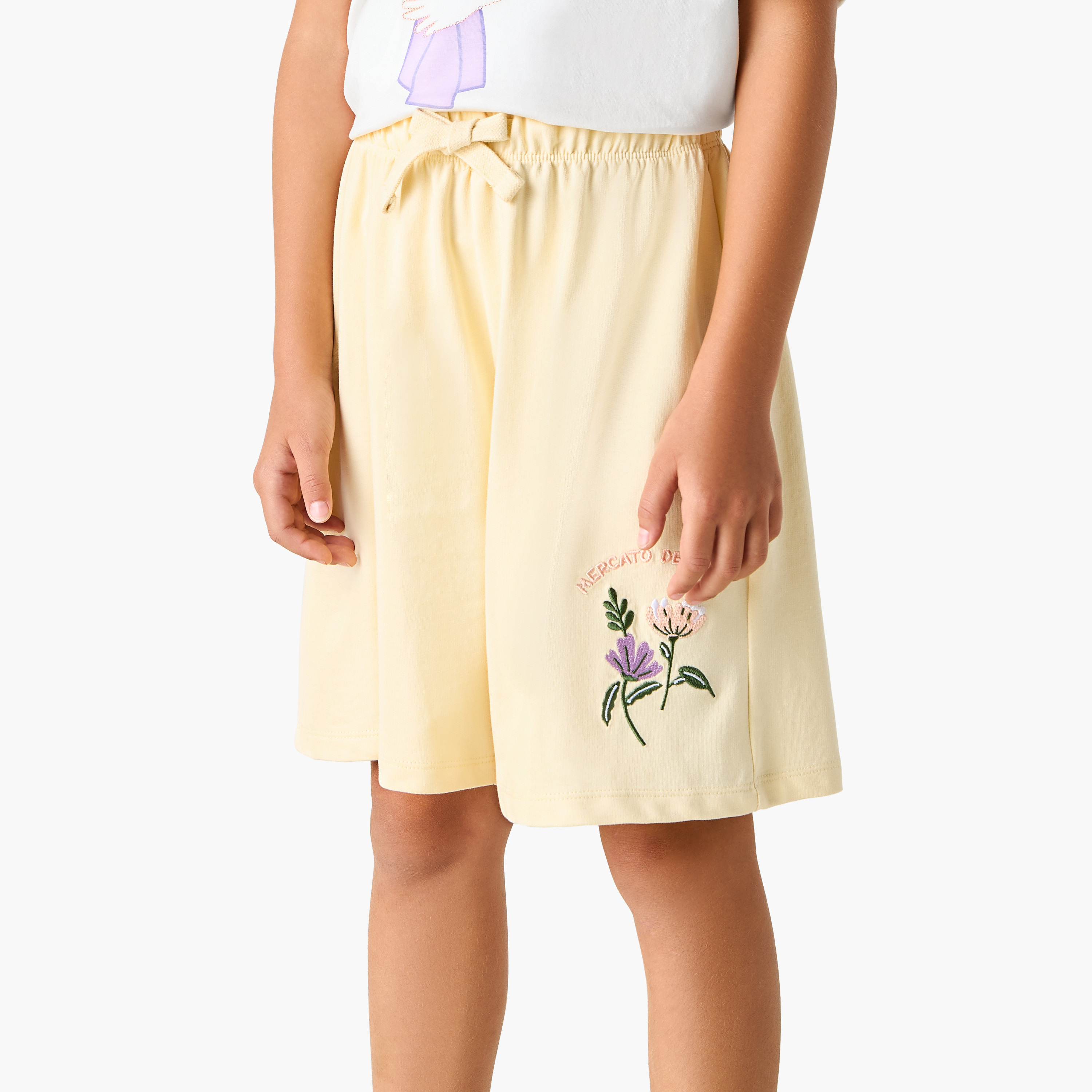 Juniors Floral Print T-shirt and Shorts Set-girls-clothing-nightwear-image-3