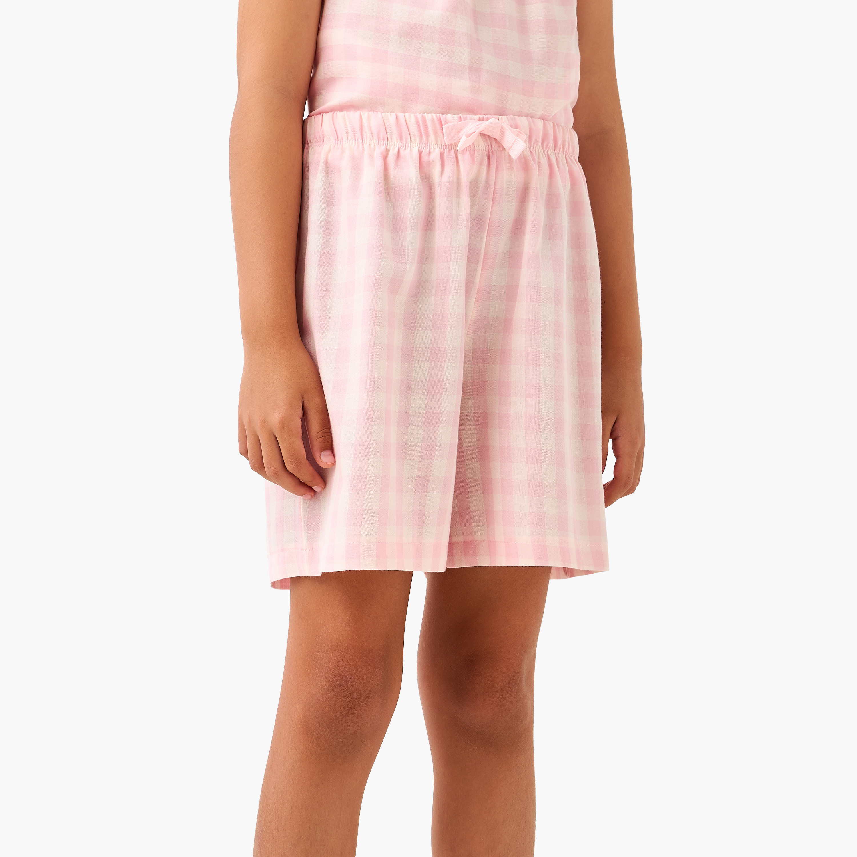 Juniors Checked Sleeveless Top and Shorts Set-girls-clothing-nightwear-image-3