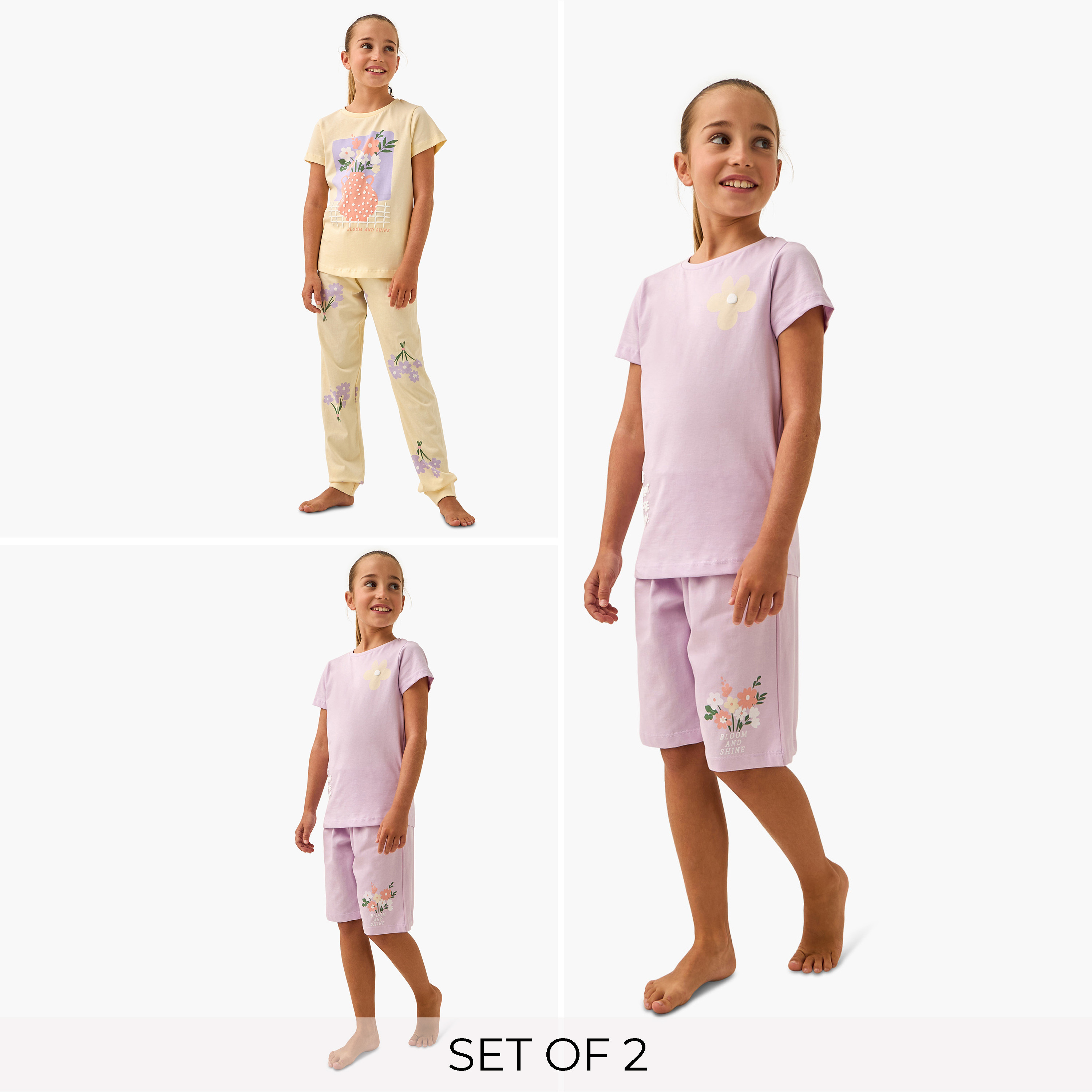 Juniors Printed T-shirts and Pyjamas - Set of 2-girls-clothing-nightwear-image-1