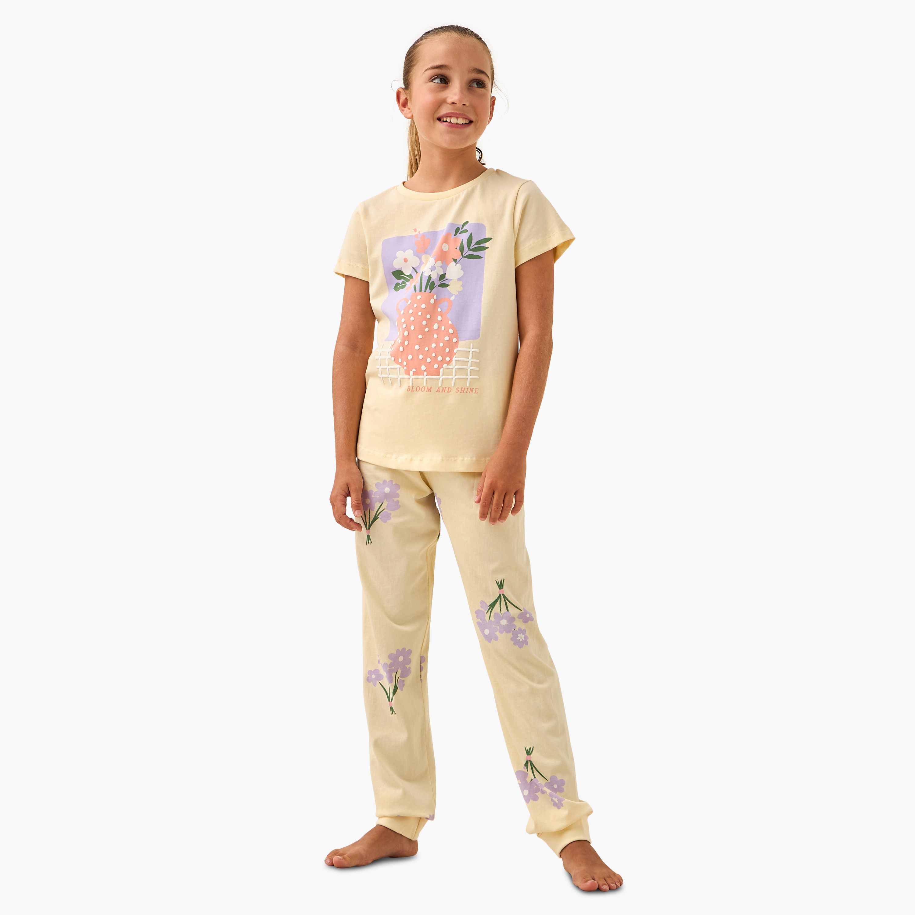 Juniors Printed T-shirts and Pyjamas - Set of 2-girls-clothing-nightwear-image-2