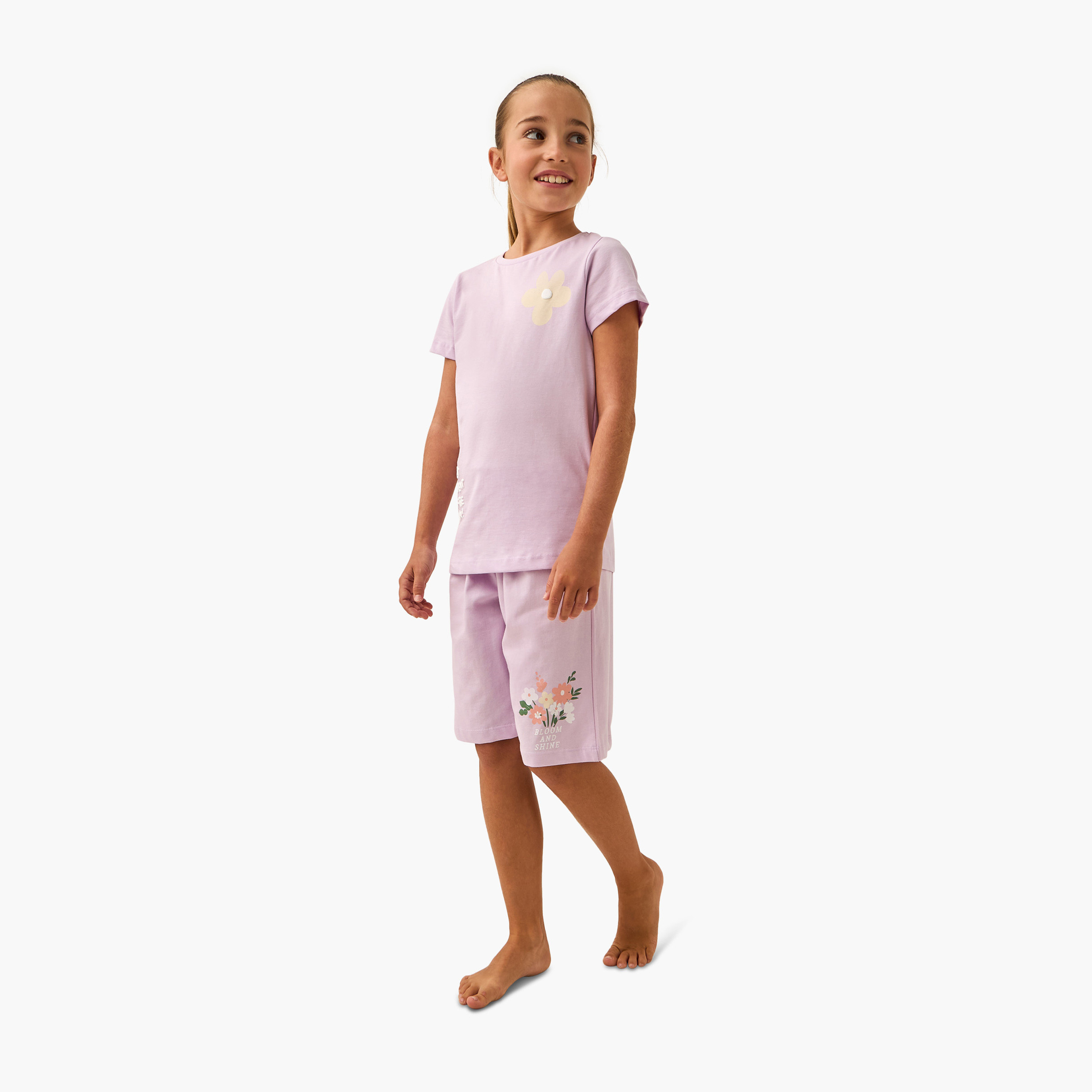 Juniors Printed T-shirts and Pyjamas - Set of 2-girls-clothing-nightwear-image-3