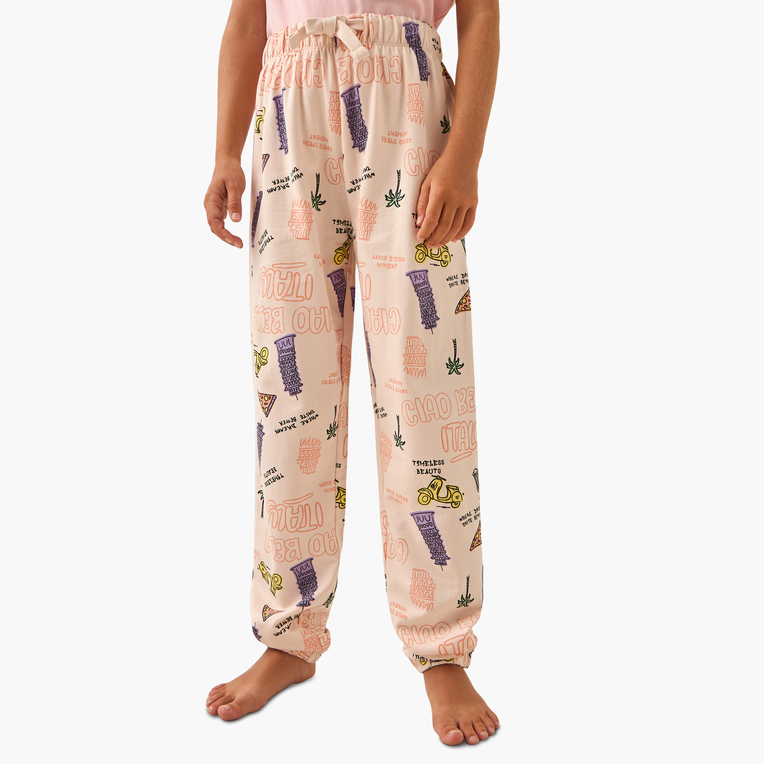 Juniors Printed T-shirt and Pyjama Set-girls-clothing-nightwear-image-3