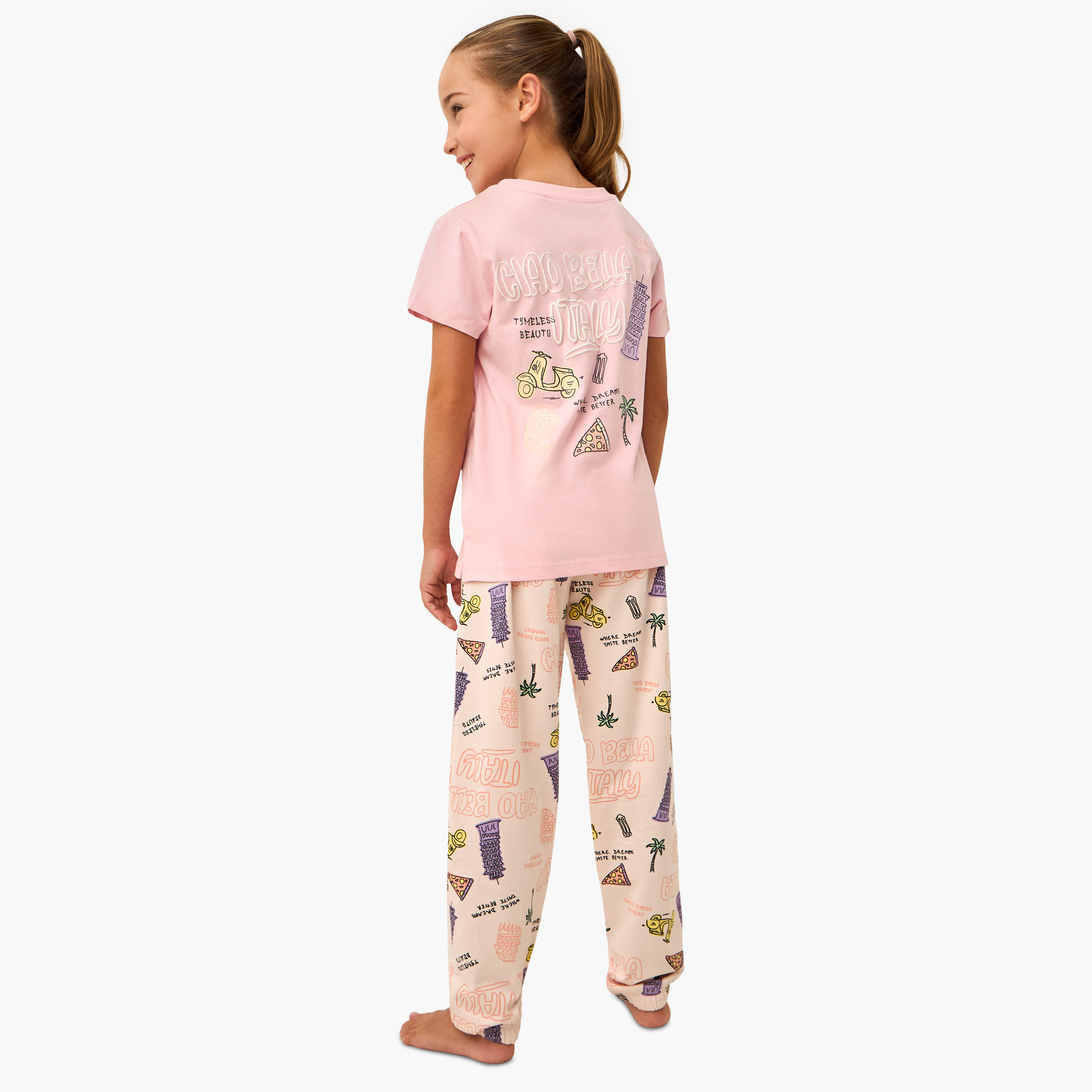 Juniors Printed T-shirt and Pyjama Set-girls-clothing-nightwear-image-4