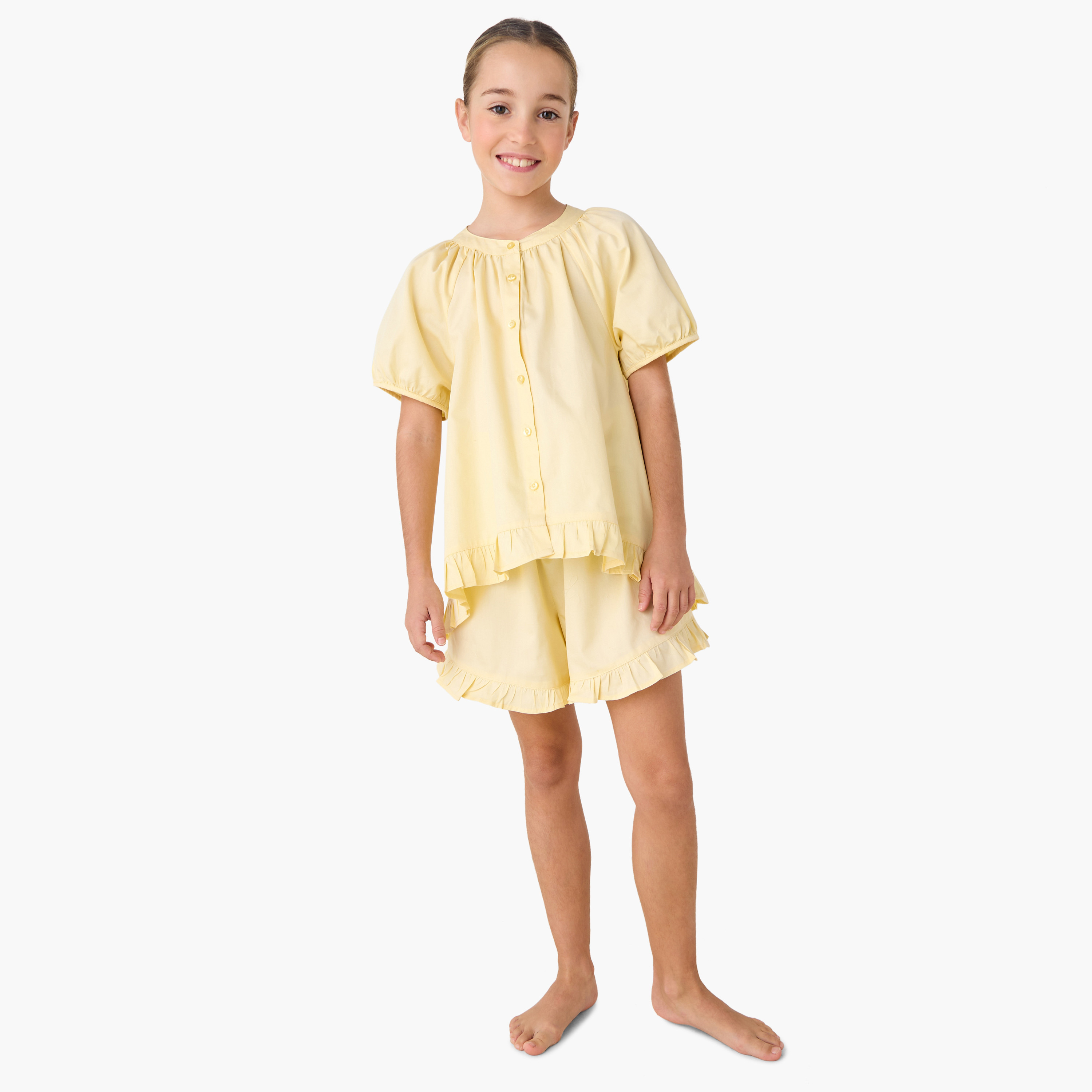 Juniors Ruffled Shirt and Shorts Set-girls-clothing-setsandcoords-image-1
