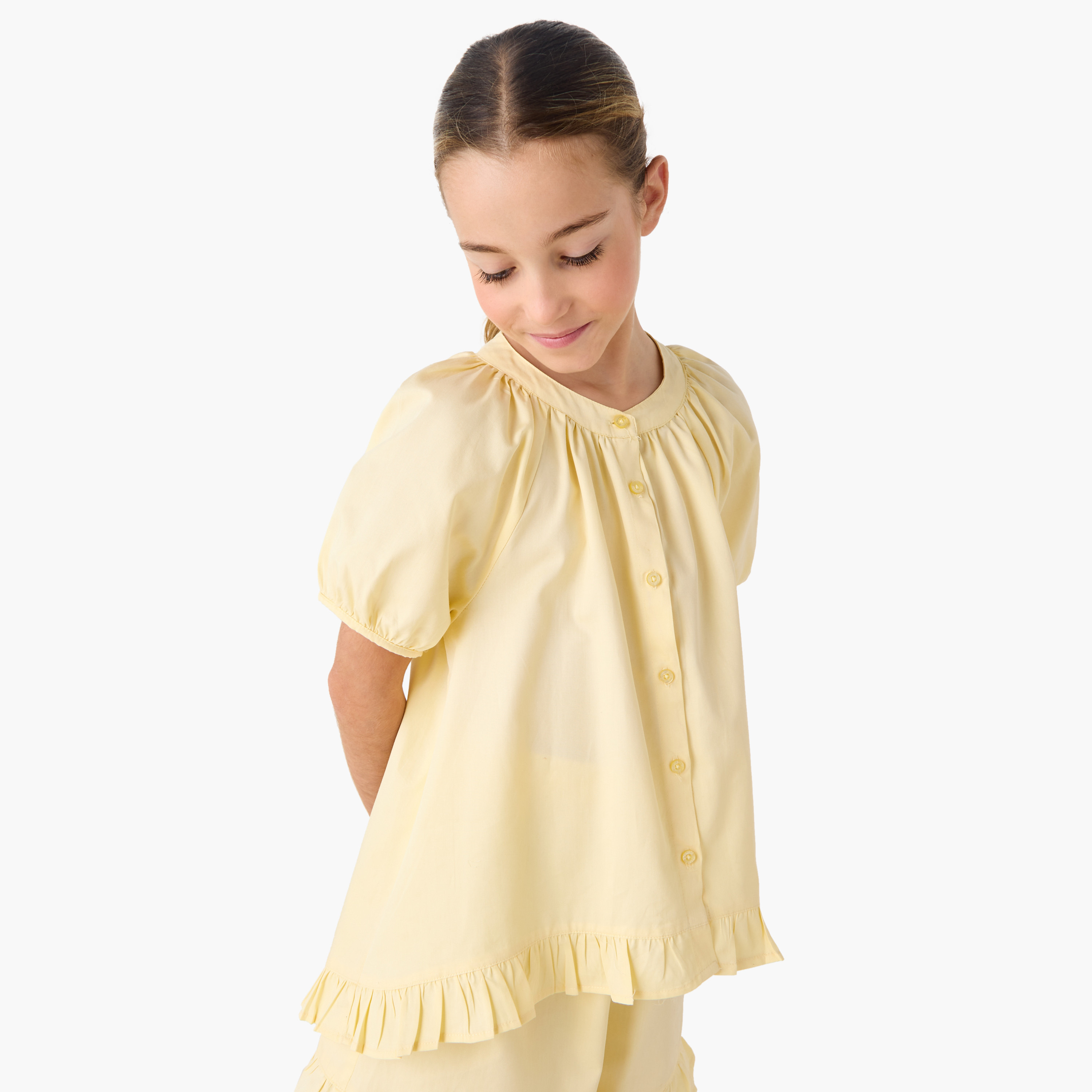 Juniors Ruffled Shirt and Shorts Set-girls-clothing-setsandcoords-image-2