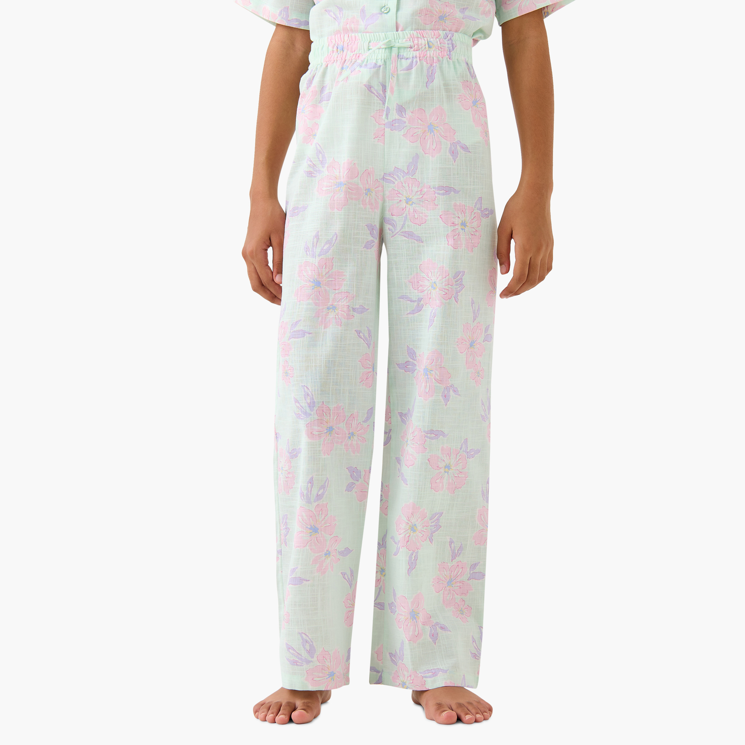 Juniors All-Over Floral Print Shirt and Pyjama Set-girls-clothing-nightwear-image-3