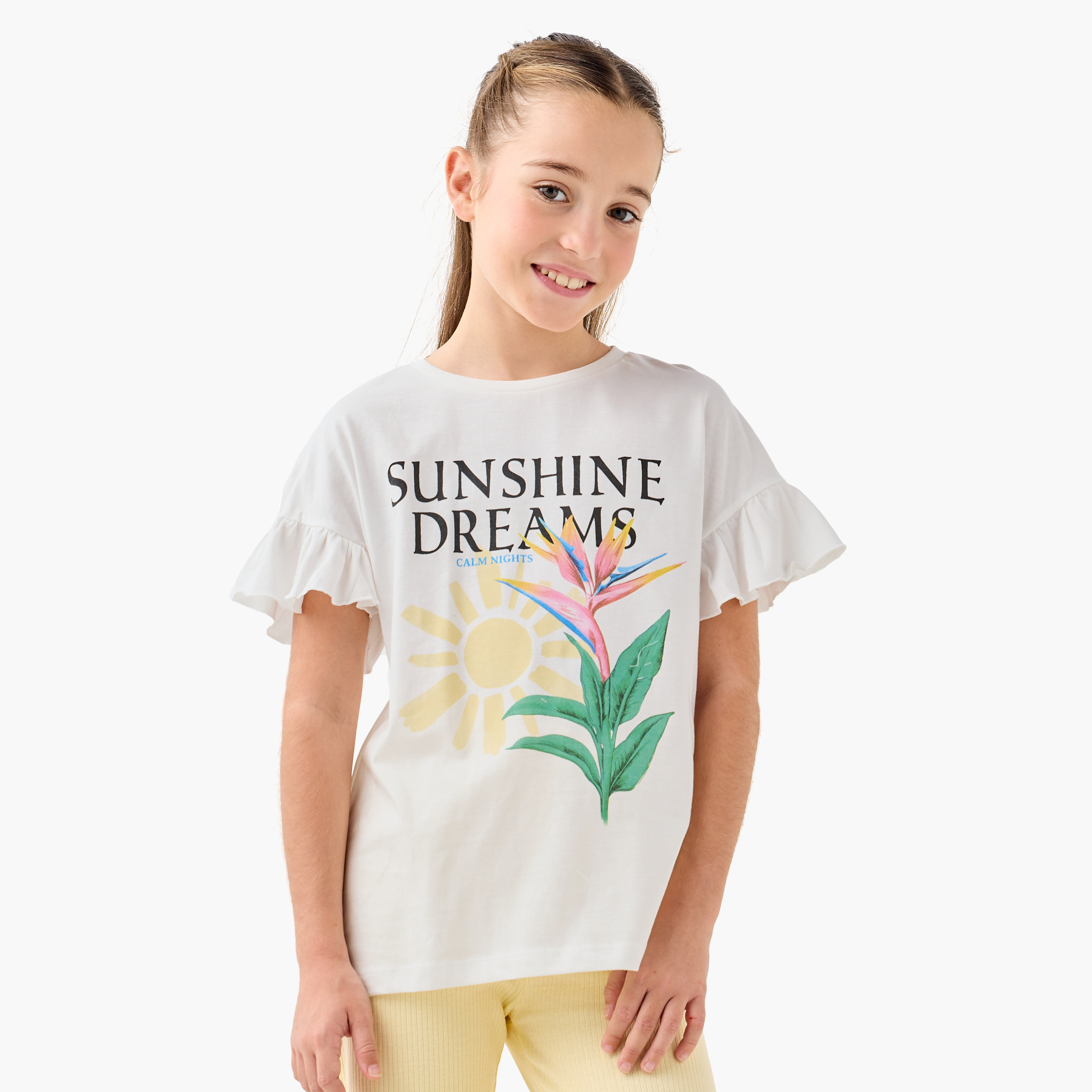 Juniors Graphic Print T-shirt and Pyjama Set-girls-clothing-nightwear-image-2