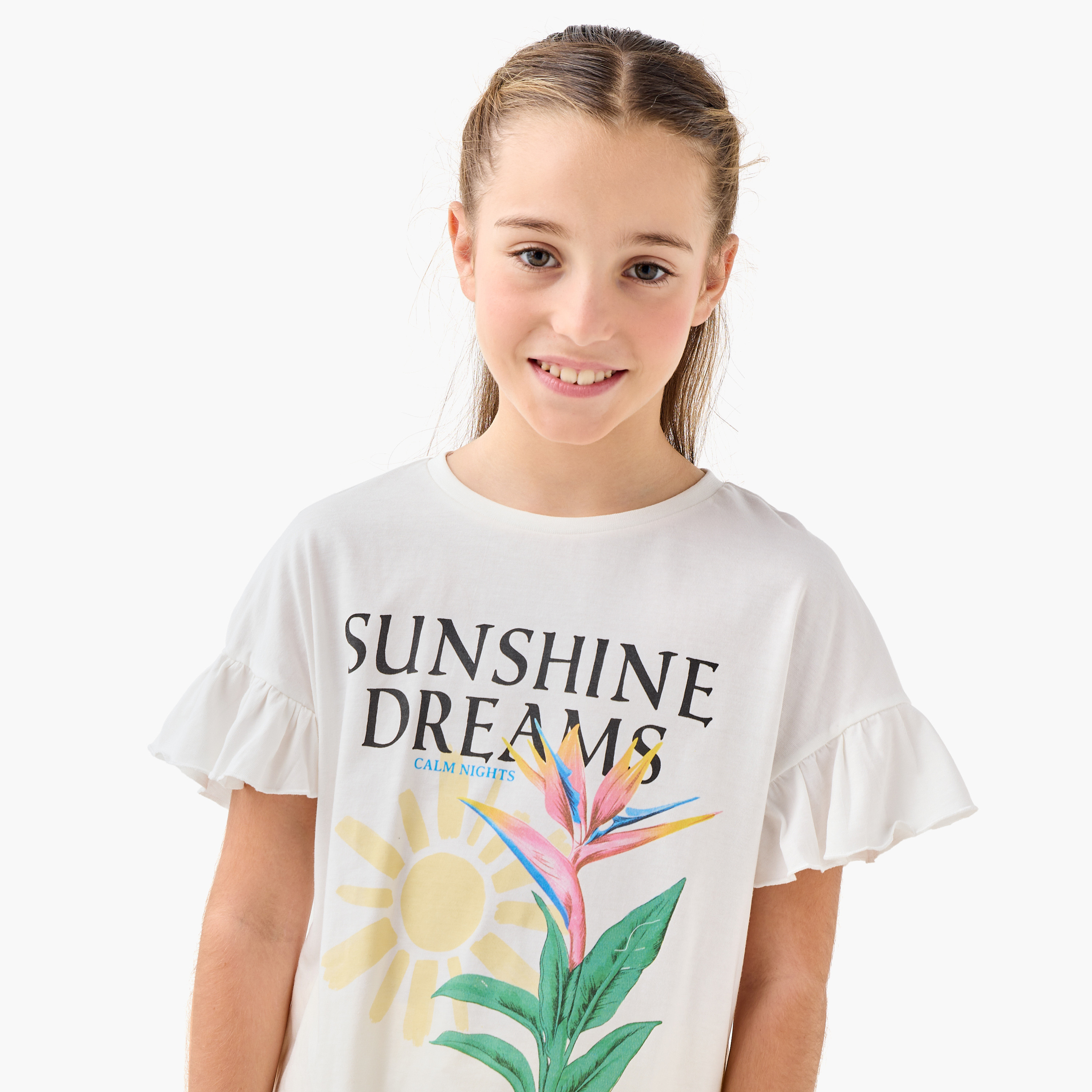 Juniors Graphic Print T-shirt and Pyjama Set-girls-clothing-nightwear-image-5