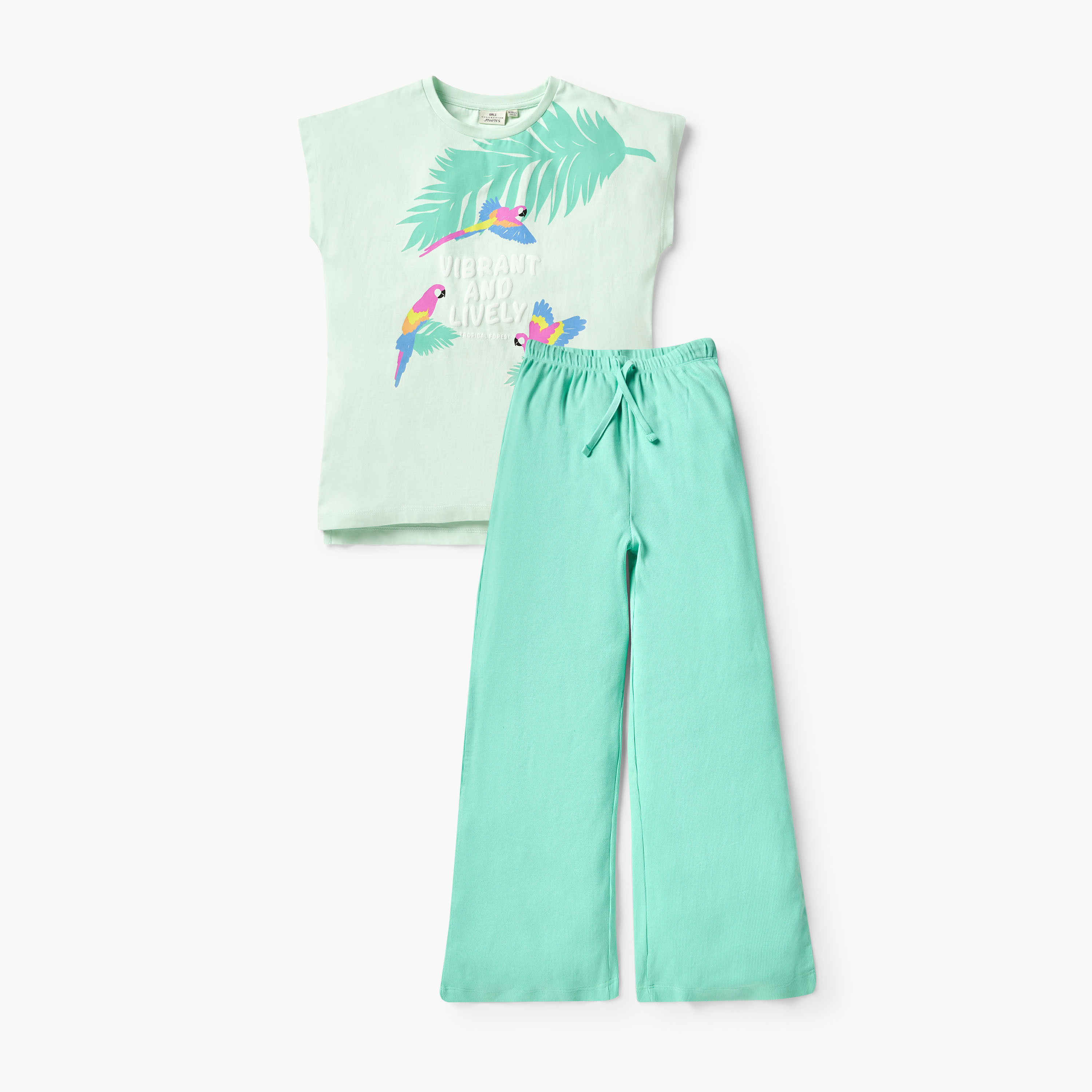 Juniors Printed T-shirt and Pyjama Set-girls-clothing-nightwear-image-1