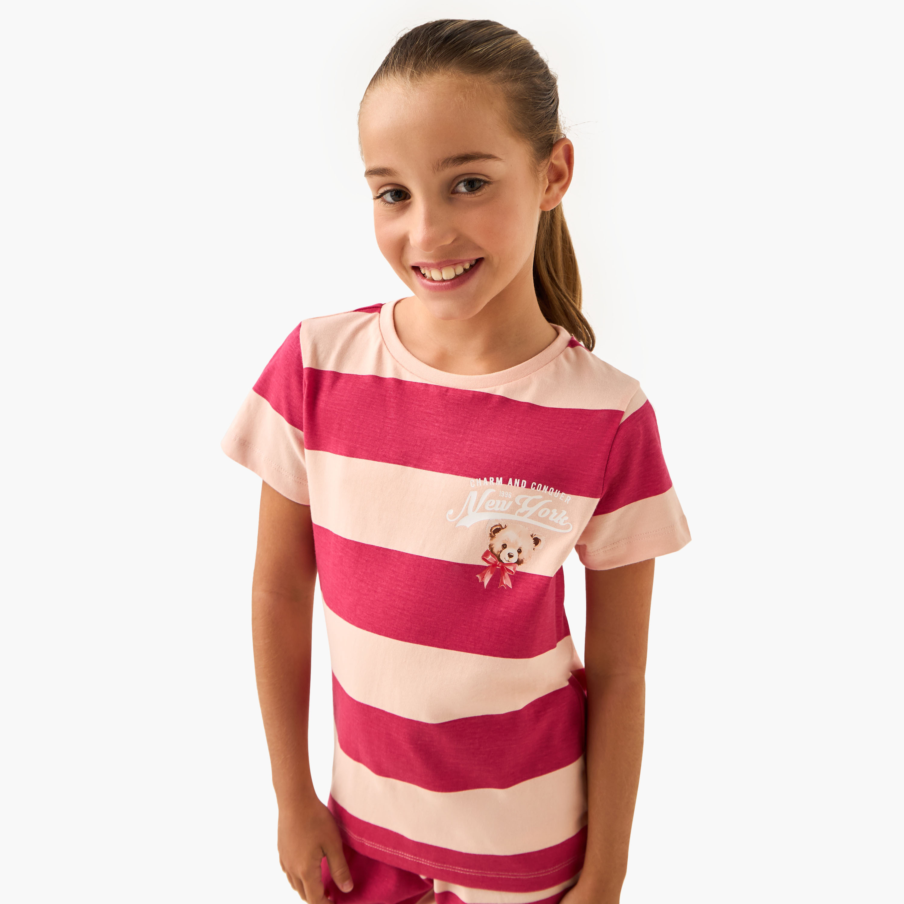 Juniors Printed T-shirts and Pyjamas - Set of 3-girls-clothing-multipacks-image-2