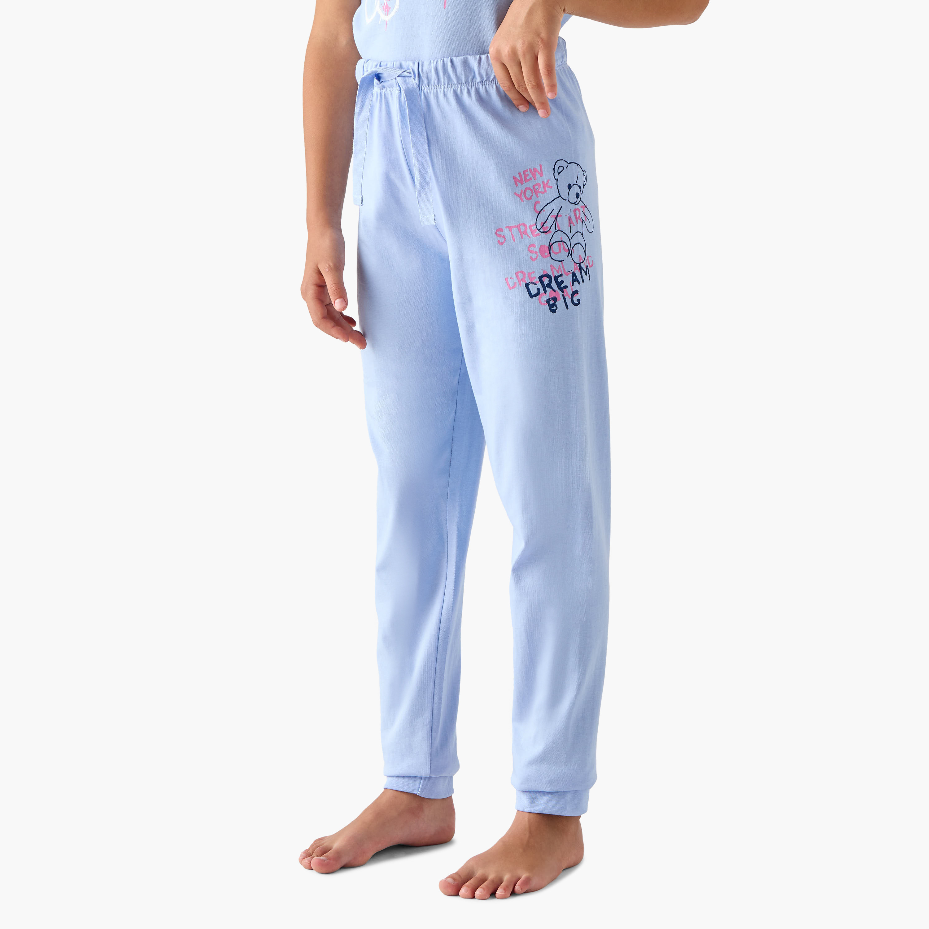 Juniors Printed T-shirt and Pyjamas - Set of 3-girls-clothing-nightwear-image-6