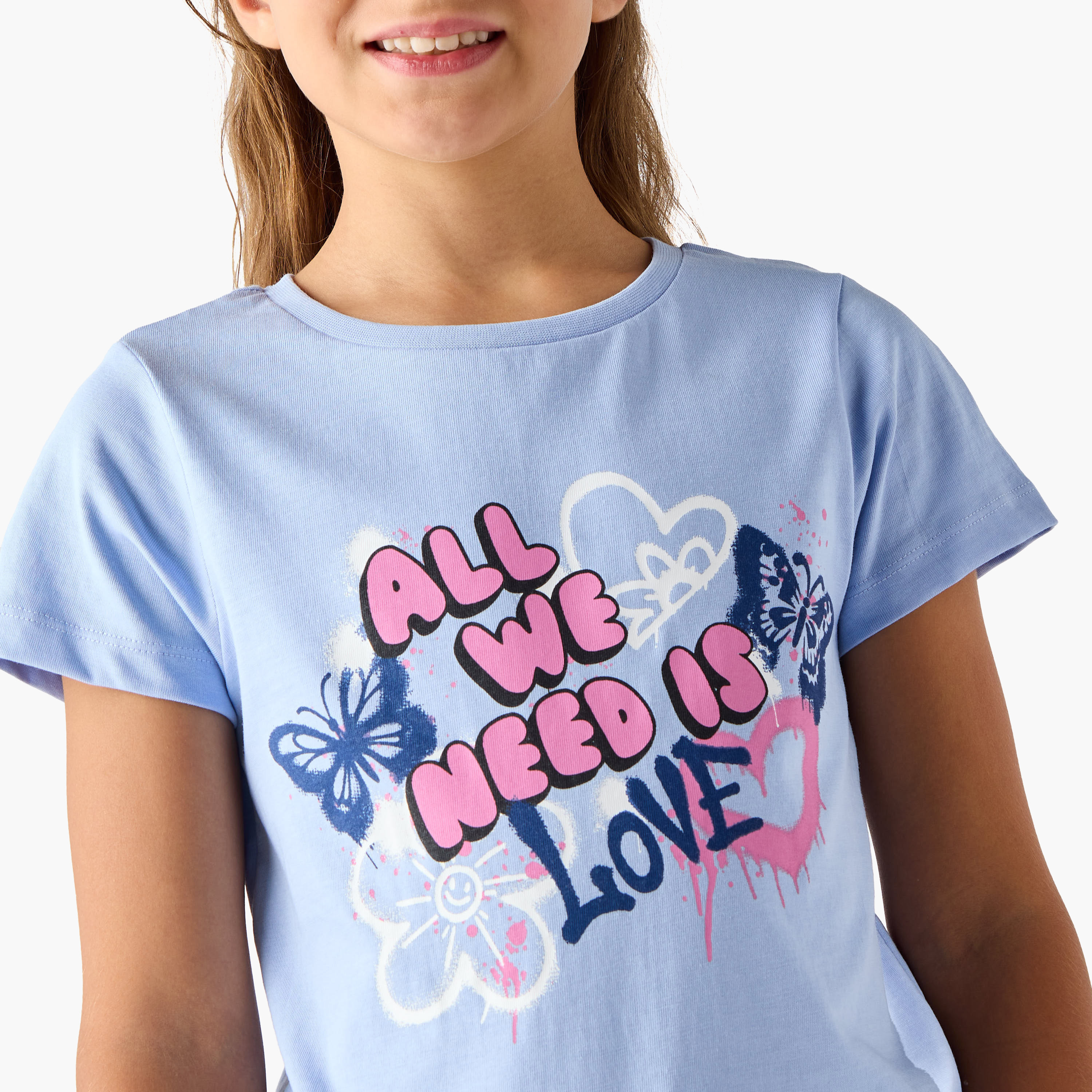 Juniors Printed T-shirt and Pyjamas - Set of 3-girls-clothing-nightwear-image-8