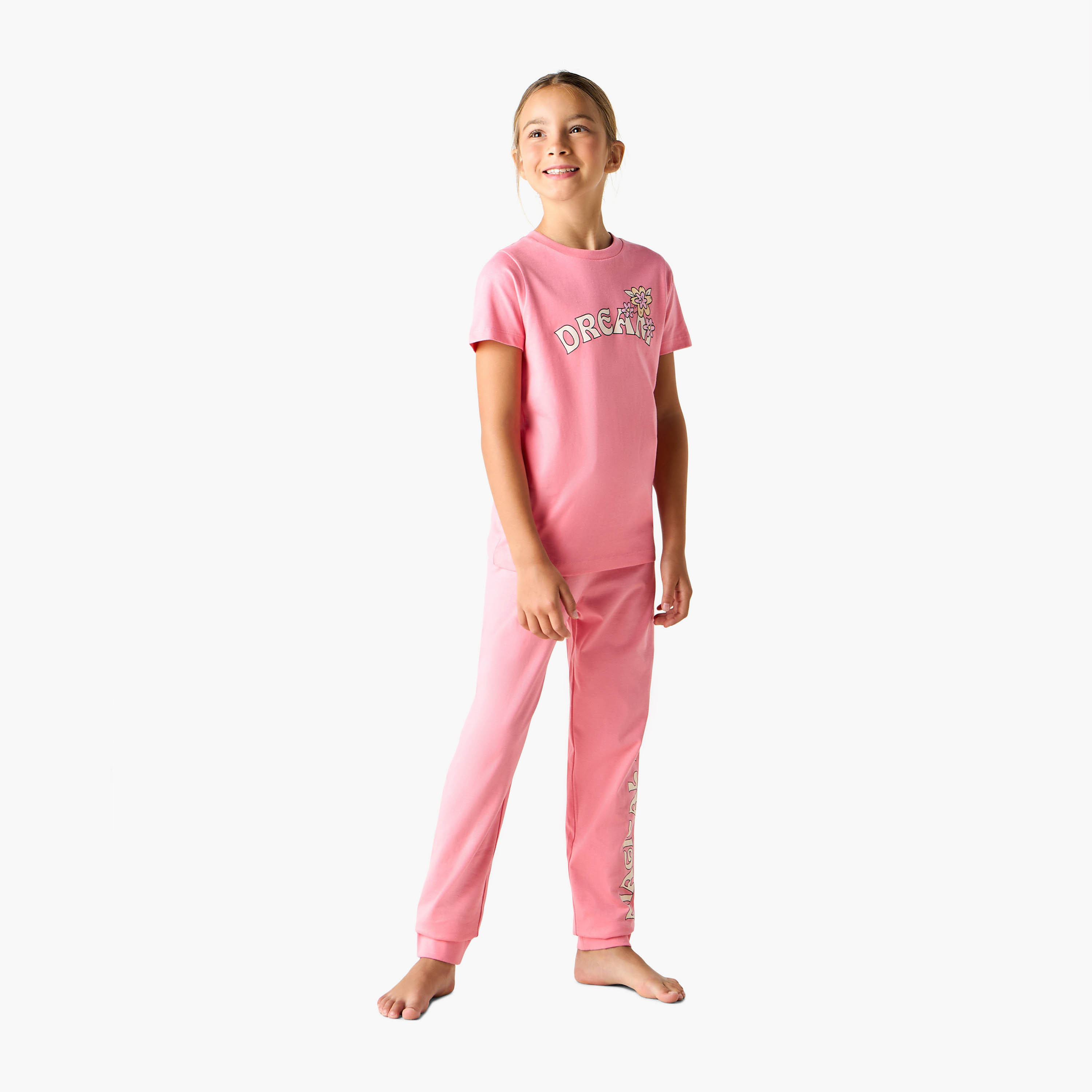Juniors Printed T-shirt and Pyjamas - Set of 3-girls-clothing-nightwear-image-2
