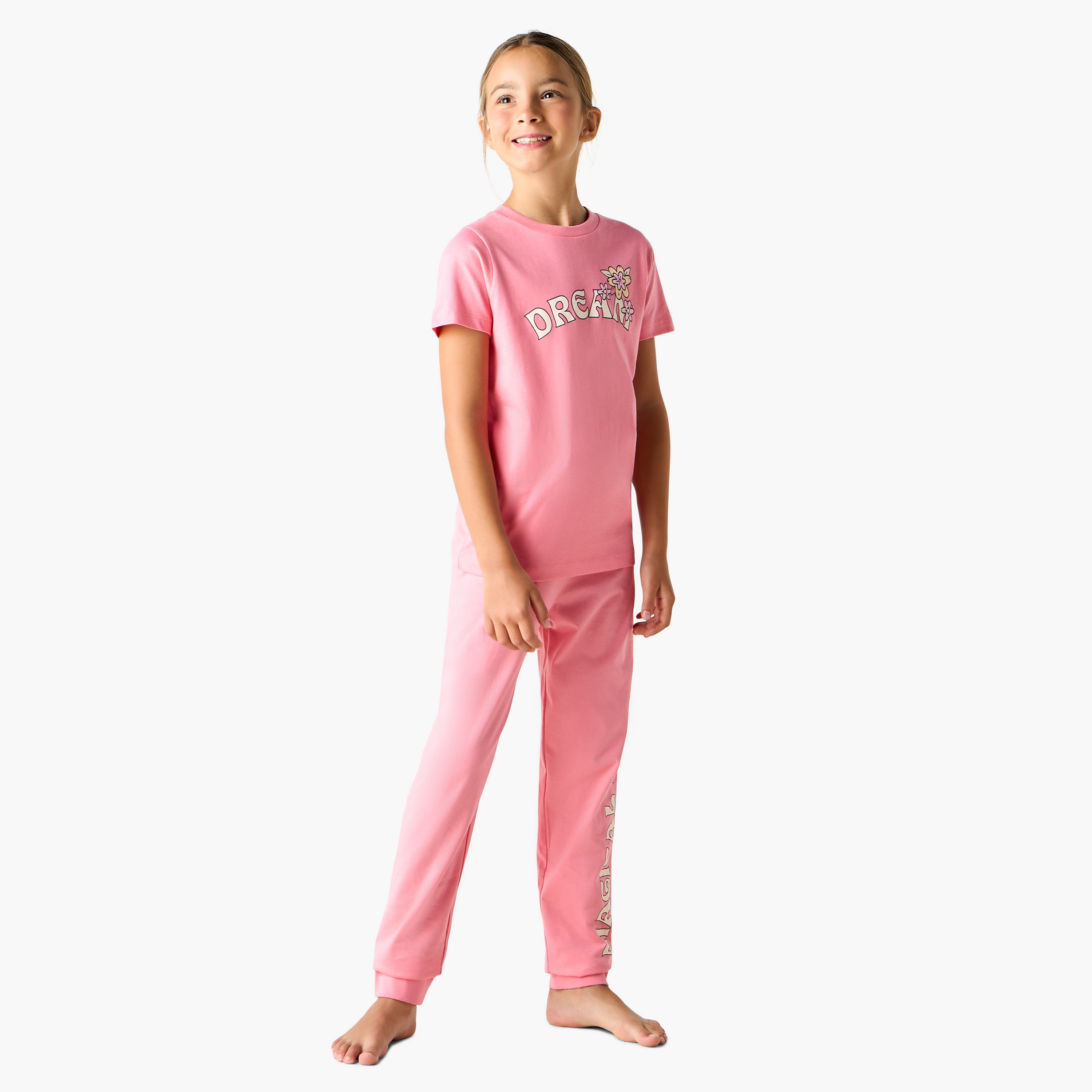Juniors Printed T-shirt and Pyjamas - Set of 3-girls-clothing-nightwear-image-3
