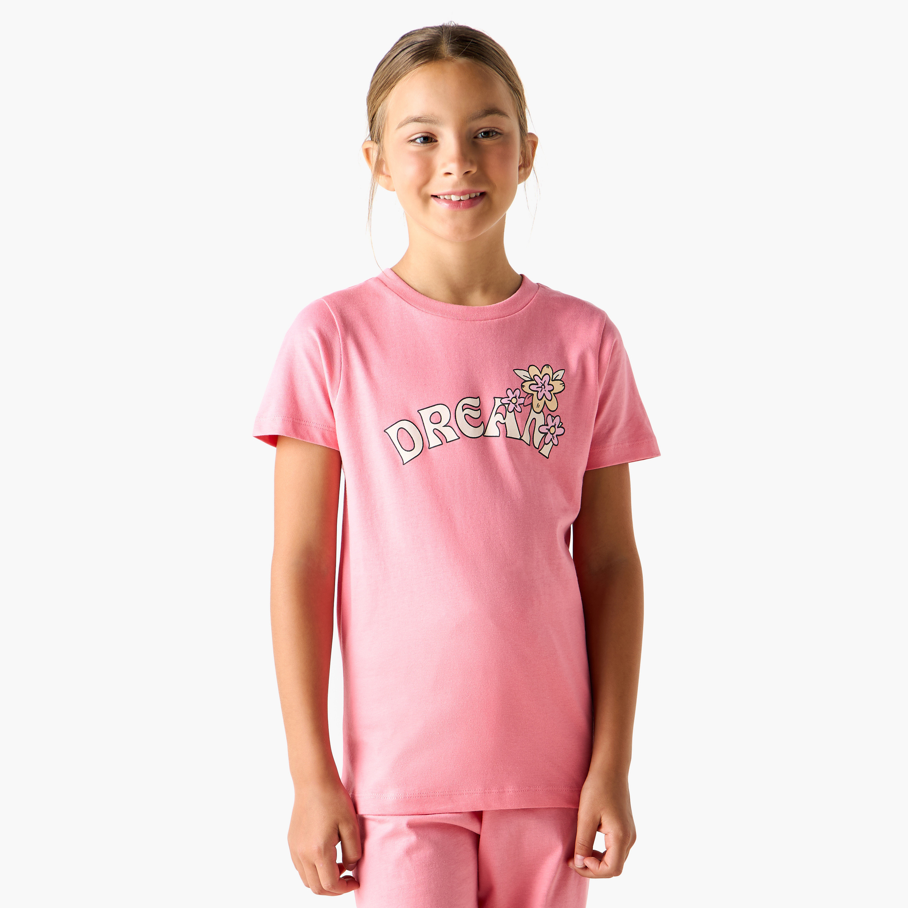 Juniors Printed T-shirt and Pyjamas - Set of 3-girls-clothing-nightwear-image-4