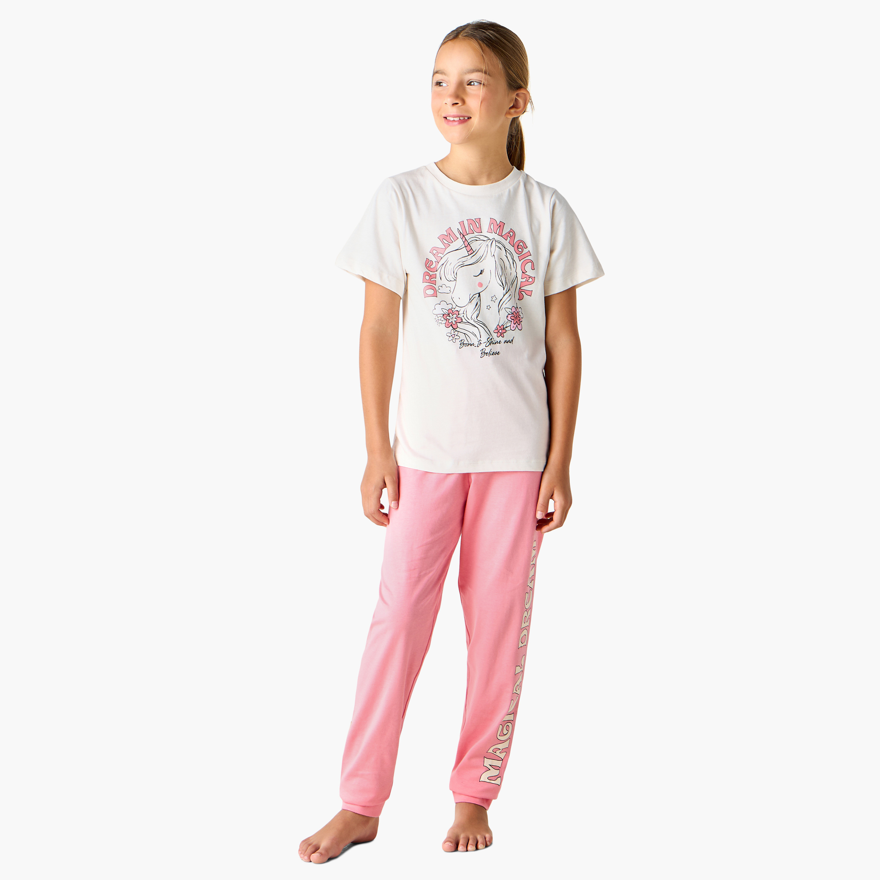 Juniors Printed T-shirt and Pyjamas - Set of 3-girls-clothing-nightwear-image-9