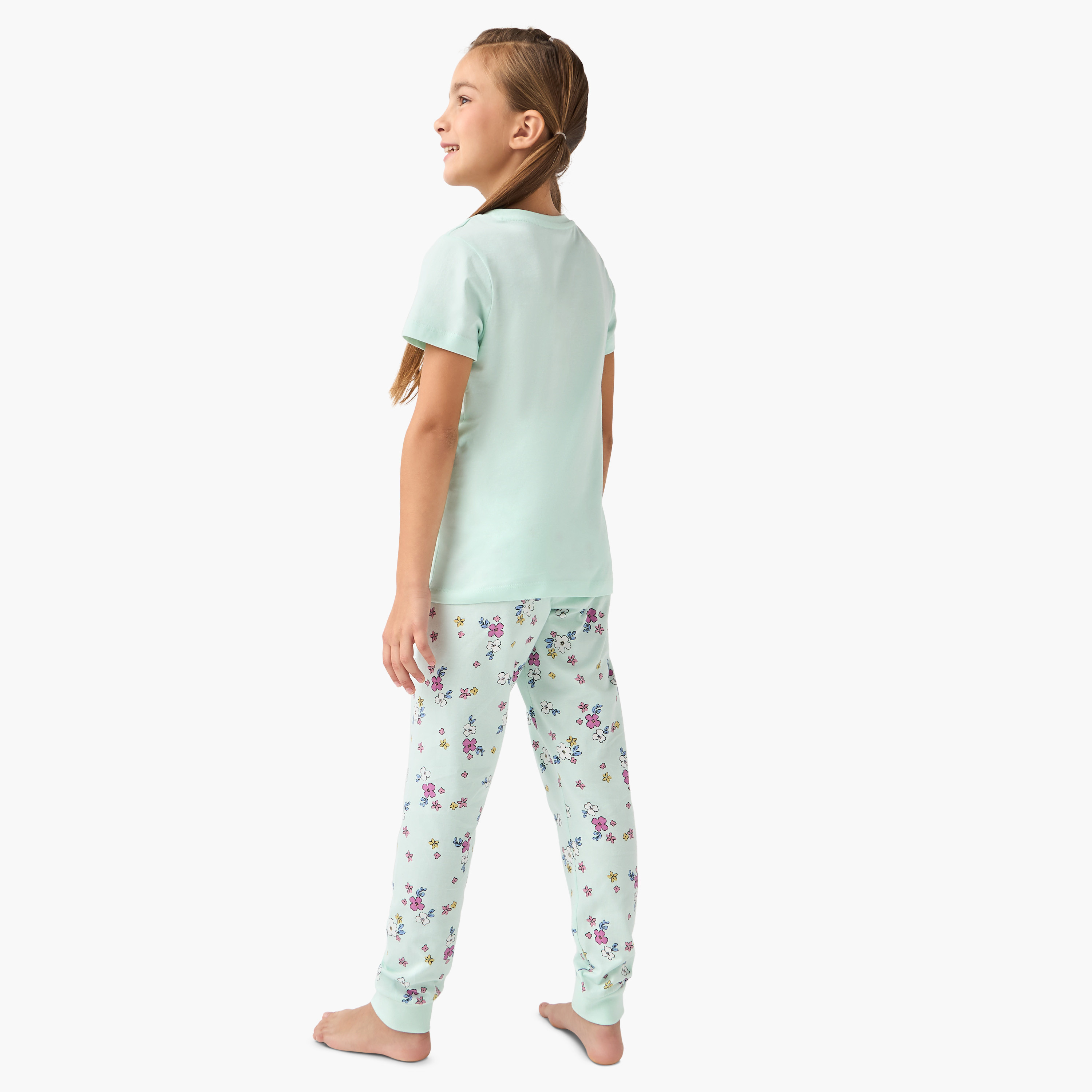 Juniors Unicorn Print T-shirt and Pyjama Set-girls-clothing-nightwear-image-2