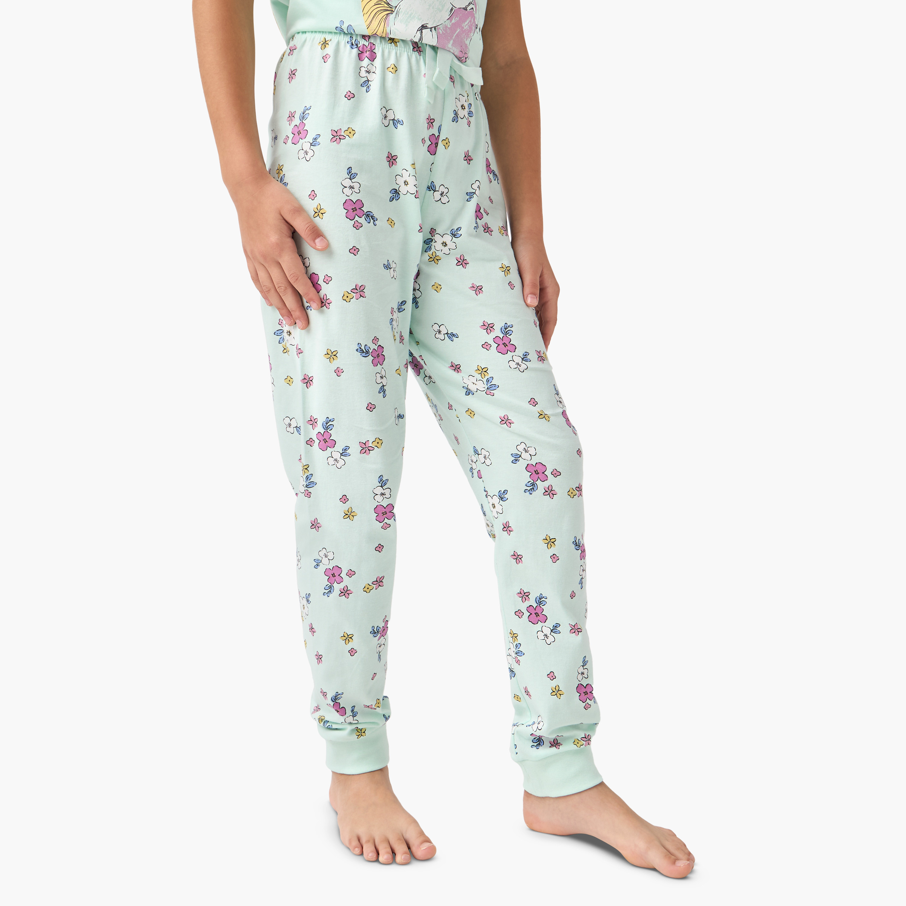 Juniors Unicorn Print T-shirt and Pyjama Set-girls-clothing-nightwear-image-4