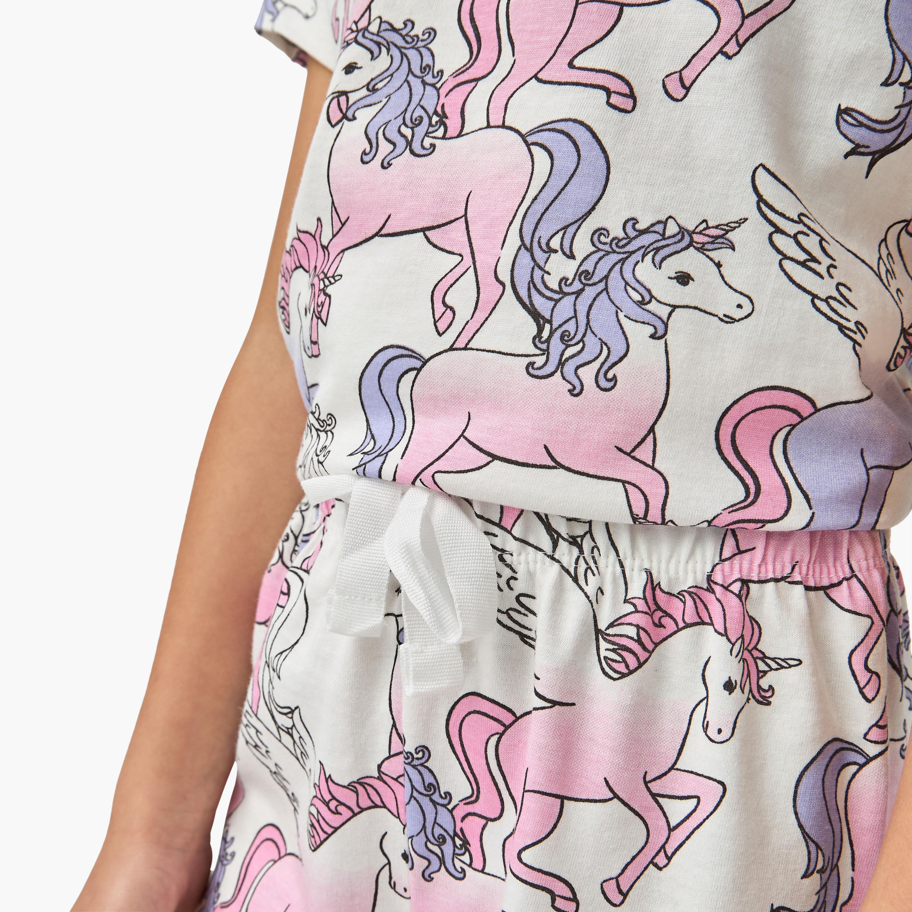 Juniors Unicorn Print T-shirt and Pyjama Set-girls-clothing-nightwear-image-5